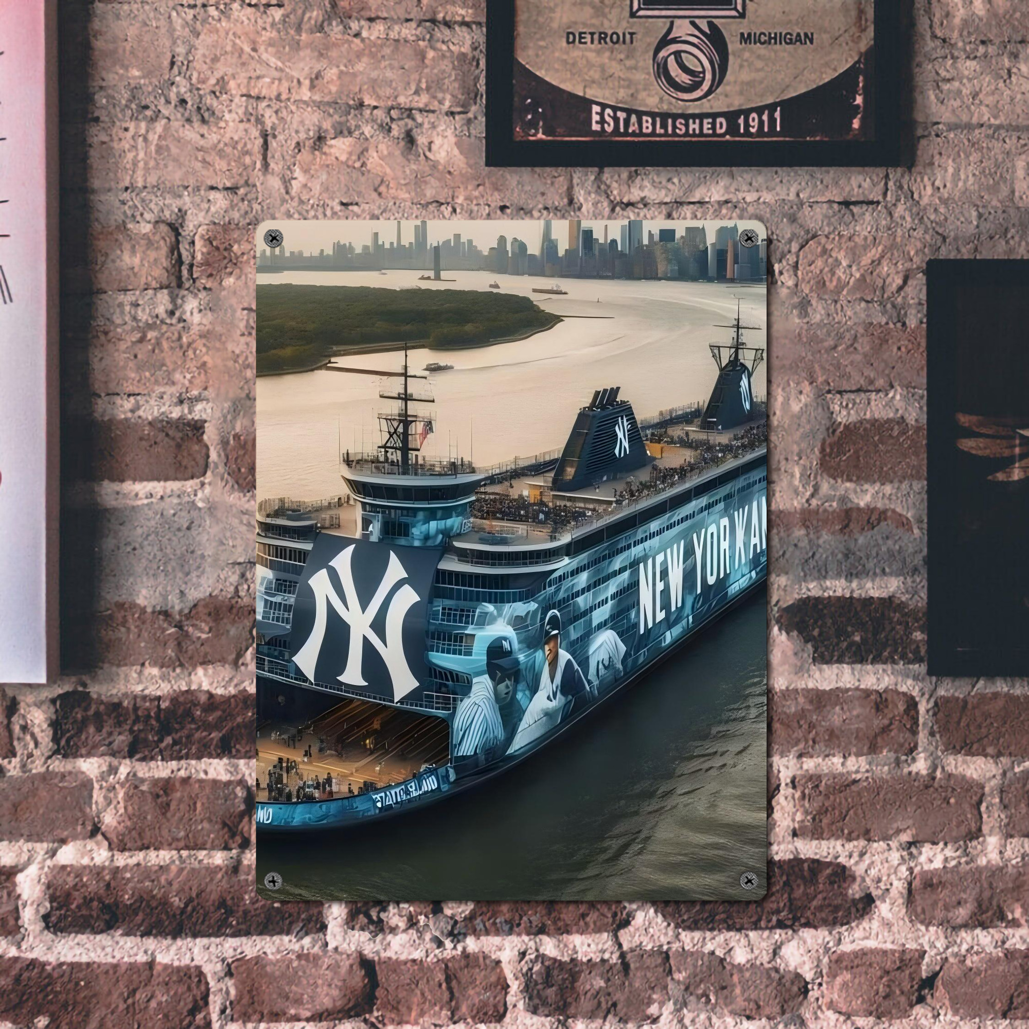 New York Yankees 306 Vintage Metal Tin Sign 12x16inch – Retro Wall Art Decor For Home, Bar, Kitchen, Bedroom, Office – Durable Iron Sheet Poster, Easy To Hang, Full-Color Printing