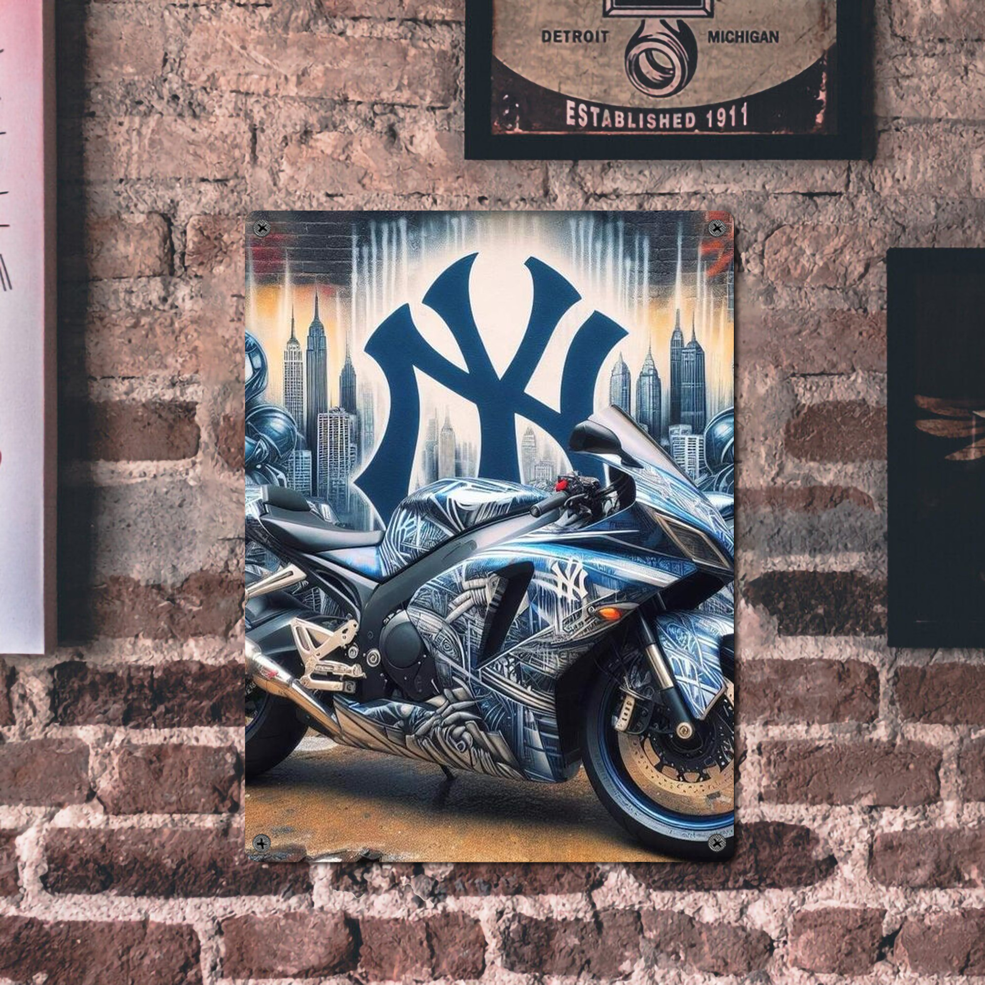 New York Yankees 327 Vintage Metal Tin Sign 12x16inch – Retro Wall Art Decor For Home, Bar, Kitchen, Bedroom, Office – Durable Iron Sheet Poster, Easy To Hang, Full-Color Printing