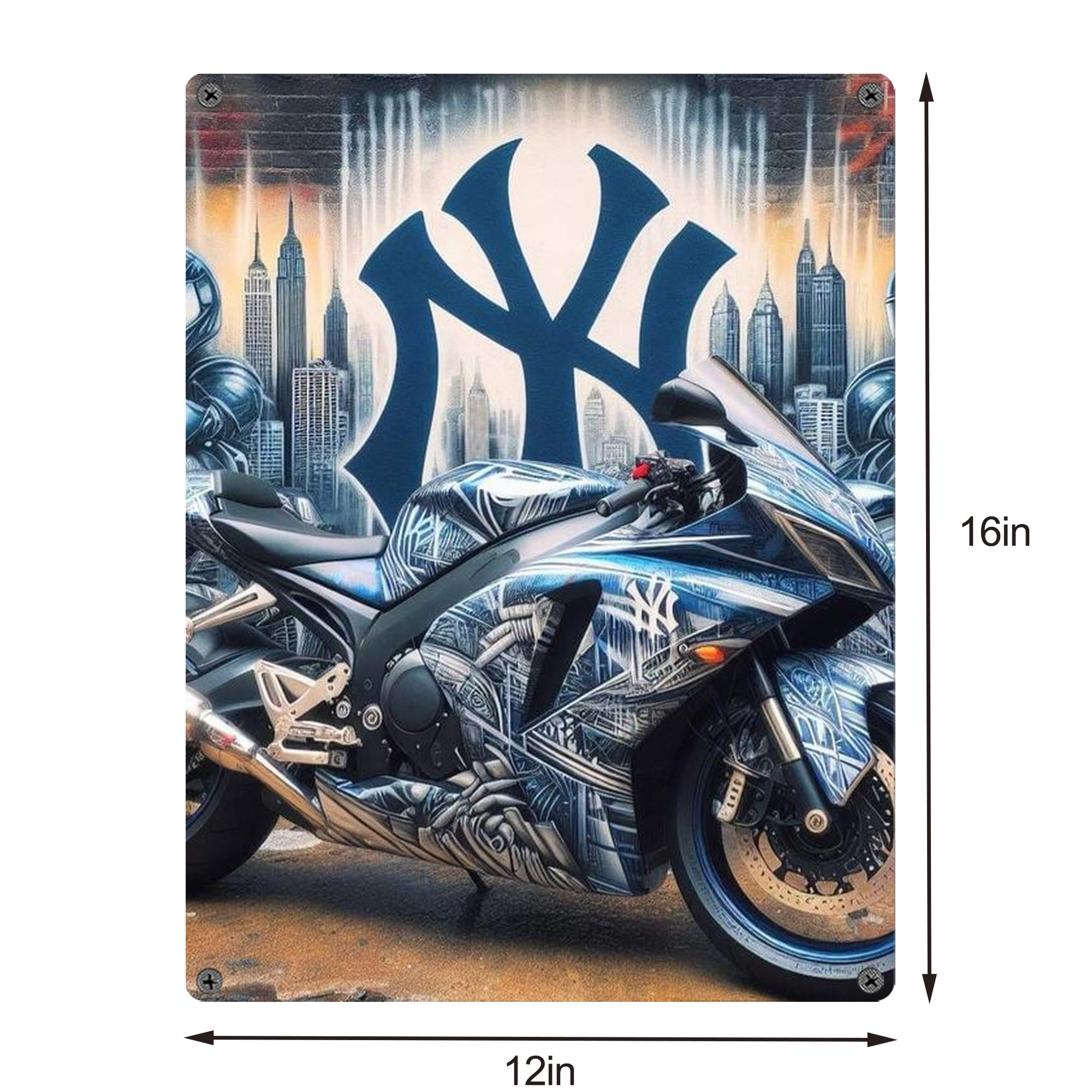 New York Yankees 327 Vintage Metal Tin Sign 12x16inch – Retro Wall Art Decor For Home, Bar, Kitchen, Bedroom, Office – Durable Iron Sheet Poster, Easy To Hang, Full-Color Printing