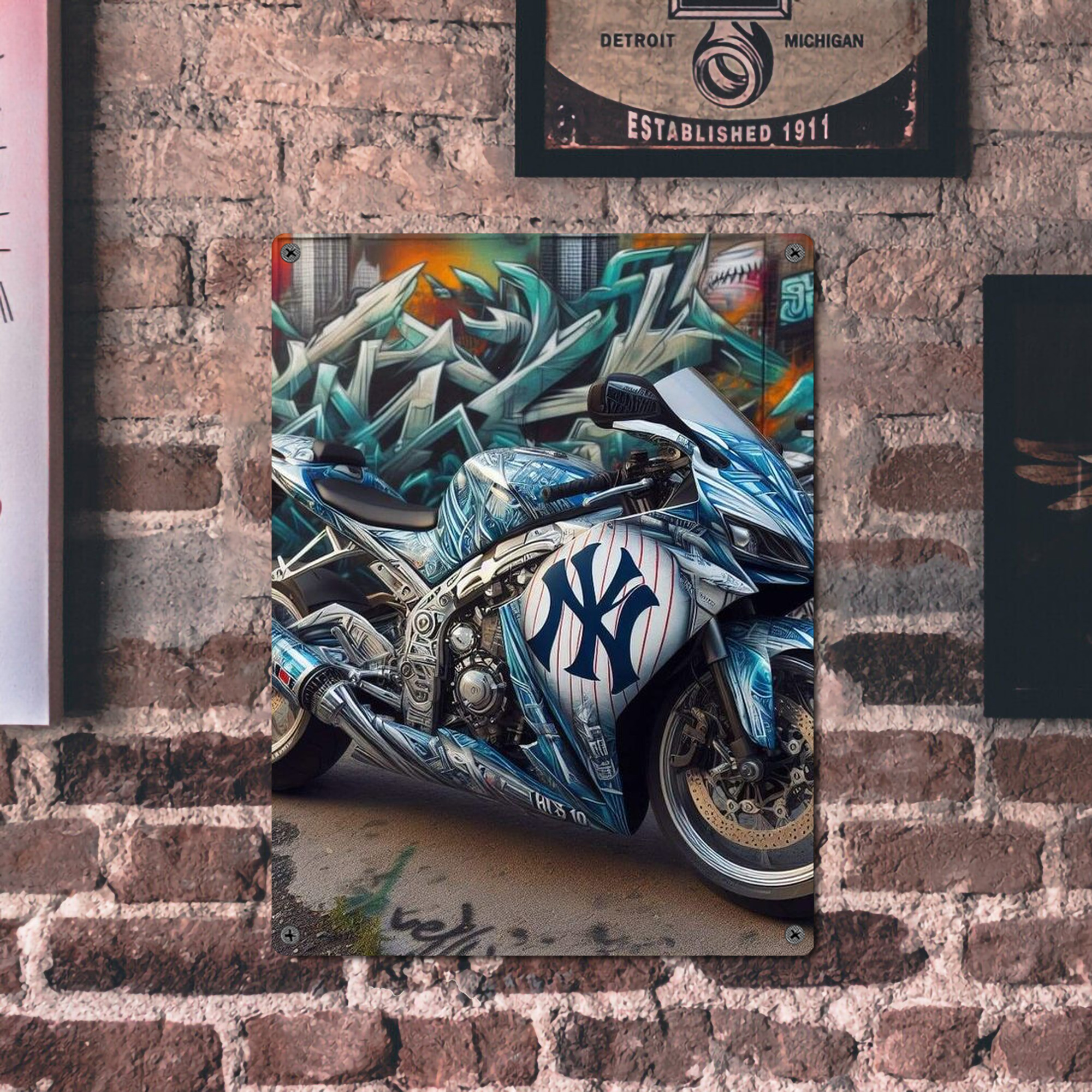 New York Yankees 343 Vintage Metal Tin Sign 12x16inch – Retro Wall Art Decor For Home, Bar, Kitchen, Bedroom, Office – Durable Iron Sheet Poster, Easy To Hang, Full-Color Printing