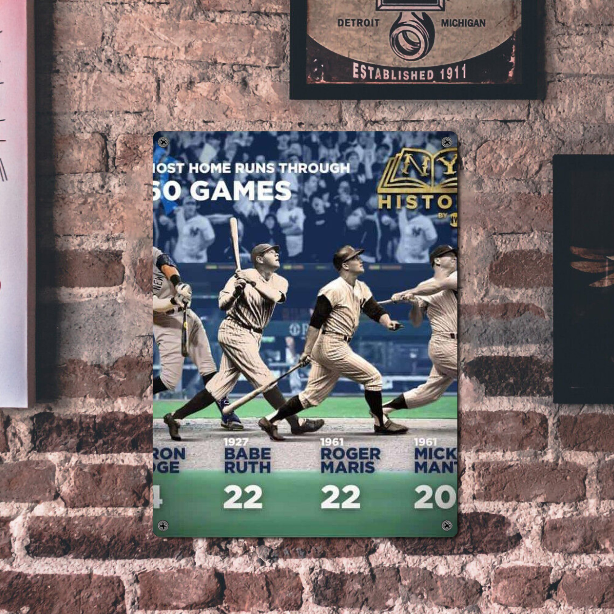 New York Yankees 315 Vintage Metal Tin Sign 12x16inch – Retro Wall Art Decor For Home, Bar, Kitchen, Bedroom, Office – Durable Iron Sheet Poster, Easy To Hang, Full-Color Printing