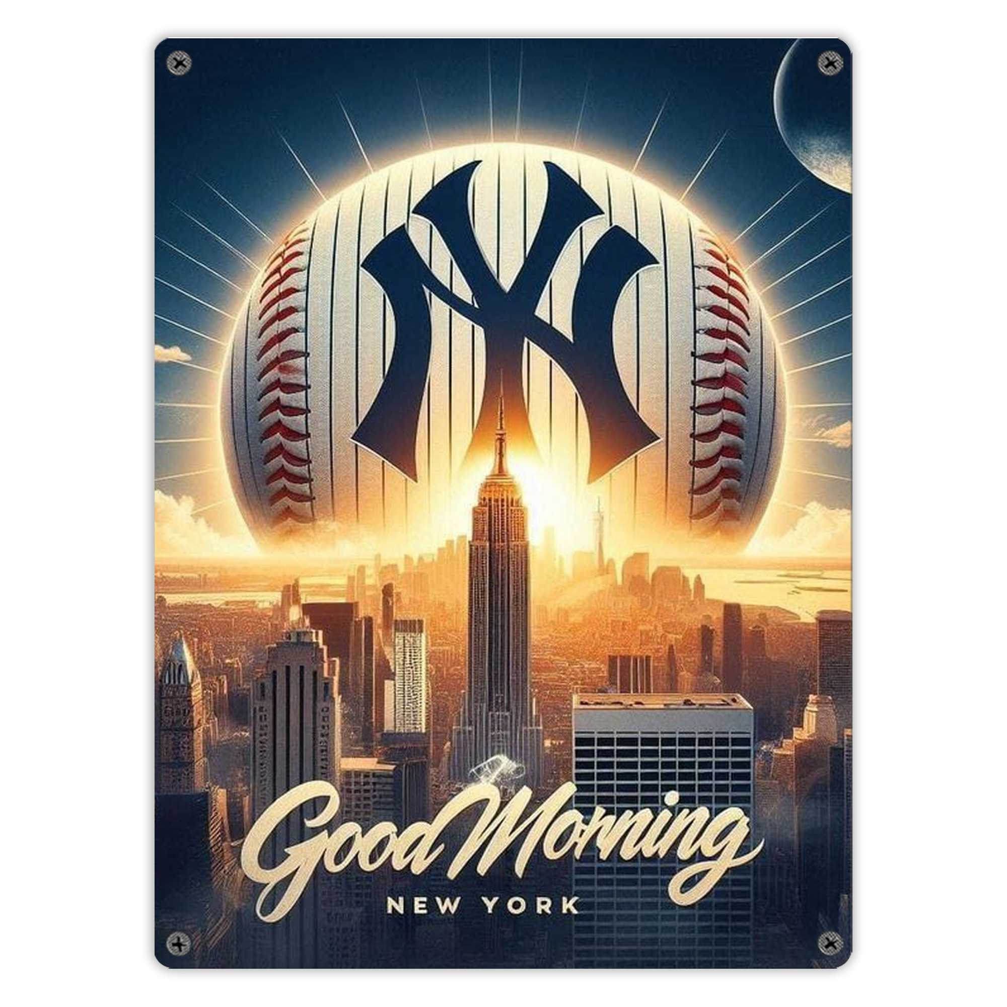 New York Yankees 111 Vintage Metal Tin Sign 12x16inch – Retro Wall Art Decor For Home, Bar, Kitchen, Bedroom, Office – Durable Iron Sheet Poster, Easy To Hang, Full-Color Printing