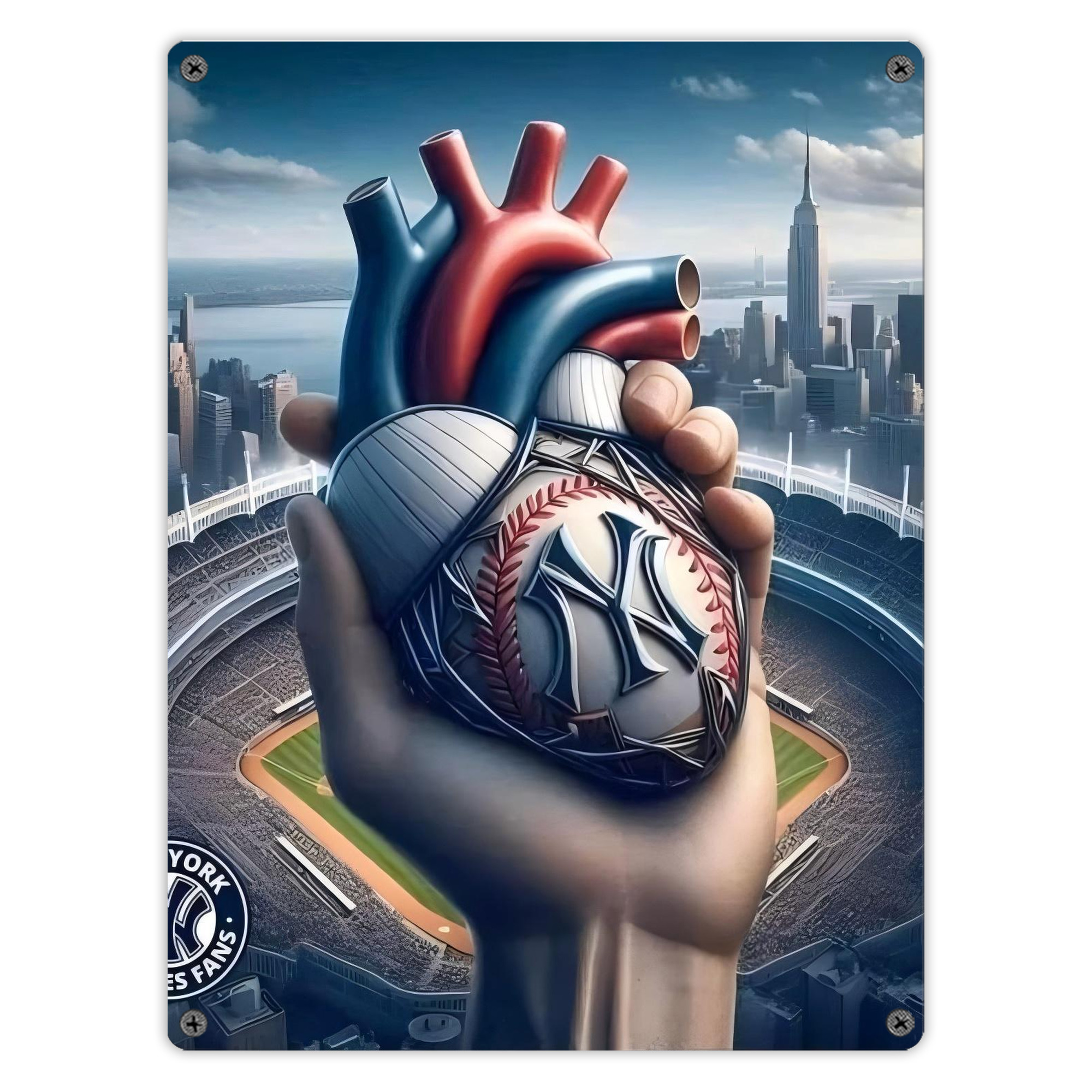 New York Yankees Heart Vintage Metal Tin Sign 12x16inch – Retro Wall Art Decor For Home, Bar, Kitchen, Bedroom, Office – Durable Iron Sheet Poster, Easy To Hang, Full-Color Printing