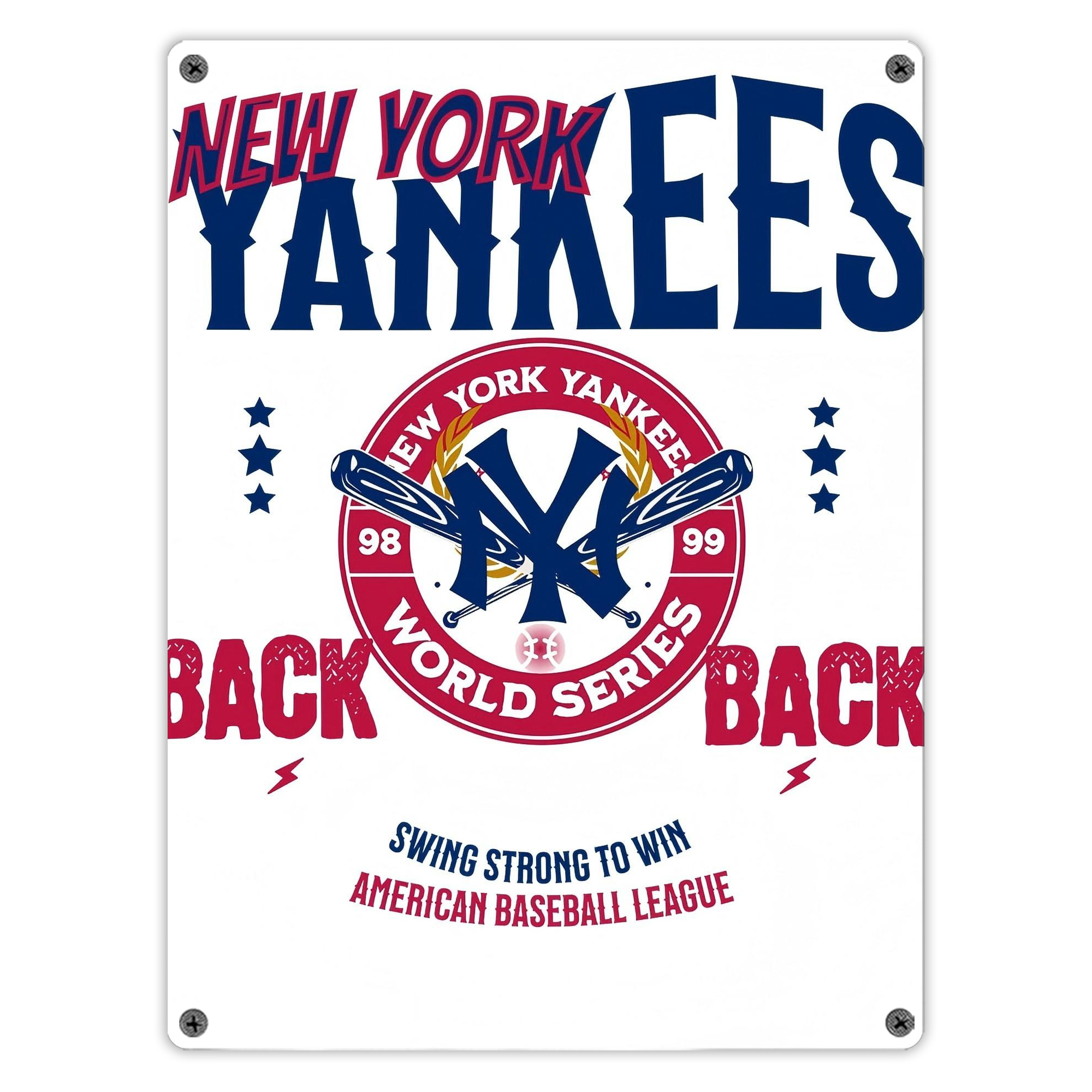 New York Yankees 179 Vintage Metal Tin Sign 12x16inch – Retro Wall Art Decor For Home, Bar, Kitchen, Bedroom, Office – Durable Iron Sheet Poster, Easy To Hang, Full-Color Printing