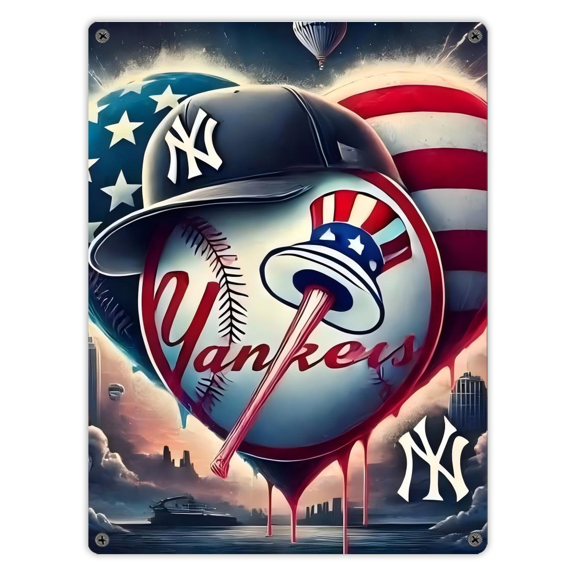 New York Yankees Heart Vintage Metal Tin Sign 12x16inch – Retro Wall Art Decor For Home, Bar, Kitchen, Bedroom, Office – Durable Iron Sheet Poster, Easy To Hang, Full-Color Printing