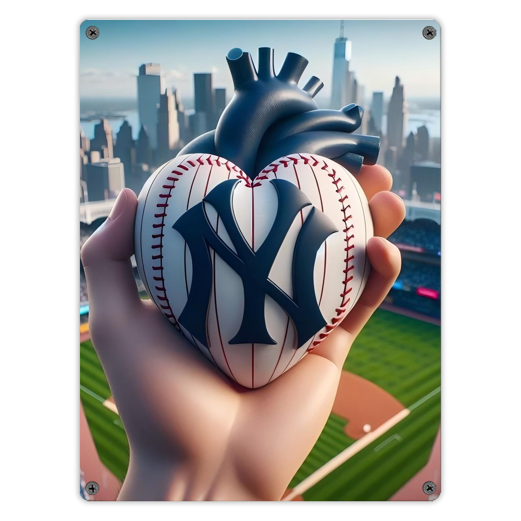 New York Yankees Heart Vintage Metal Tin Sign 12x16inch – Retro Wall Art Decor For Home, Bar, Kitchen, Bedroom, Office – Durable Iron Sheet Poster, Easy To Hang, Full-Color Printing