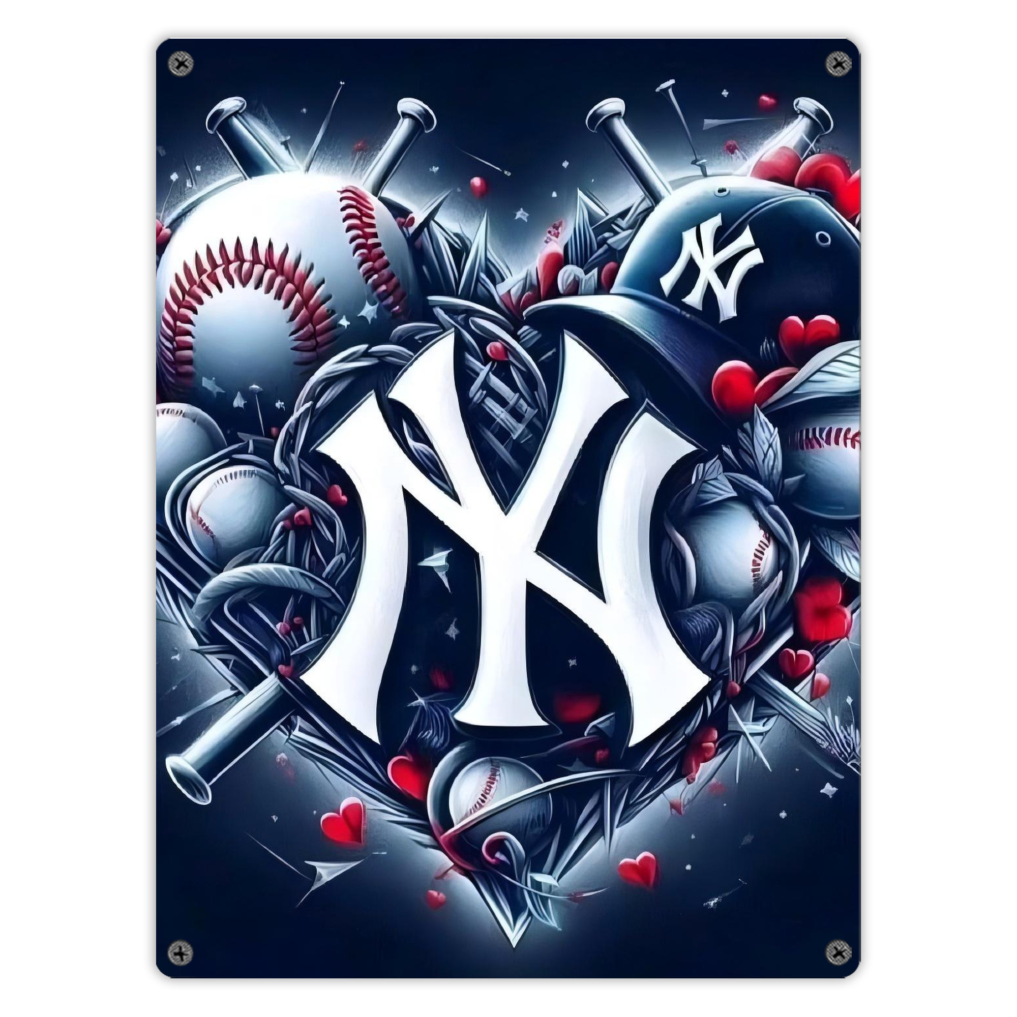 New York Yankees 251 Vintage Metal Tin Sign 12x16inch – Retro Wall Art Decor For Home, Bar, Kitchen, Bedroom, Office – Durable Iron Sheet Poster, Easy To Hang, Full-Color Printing