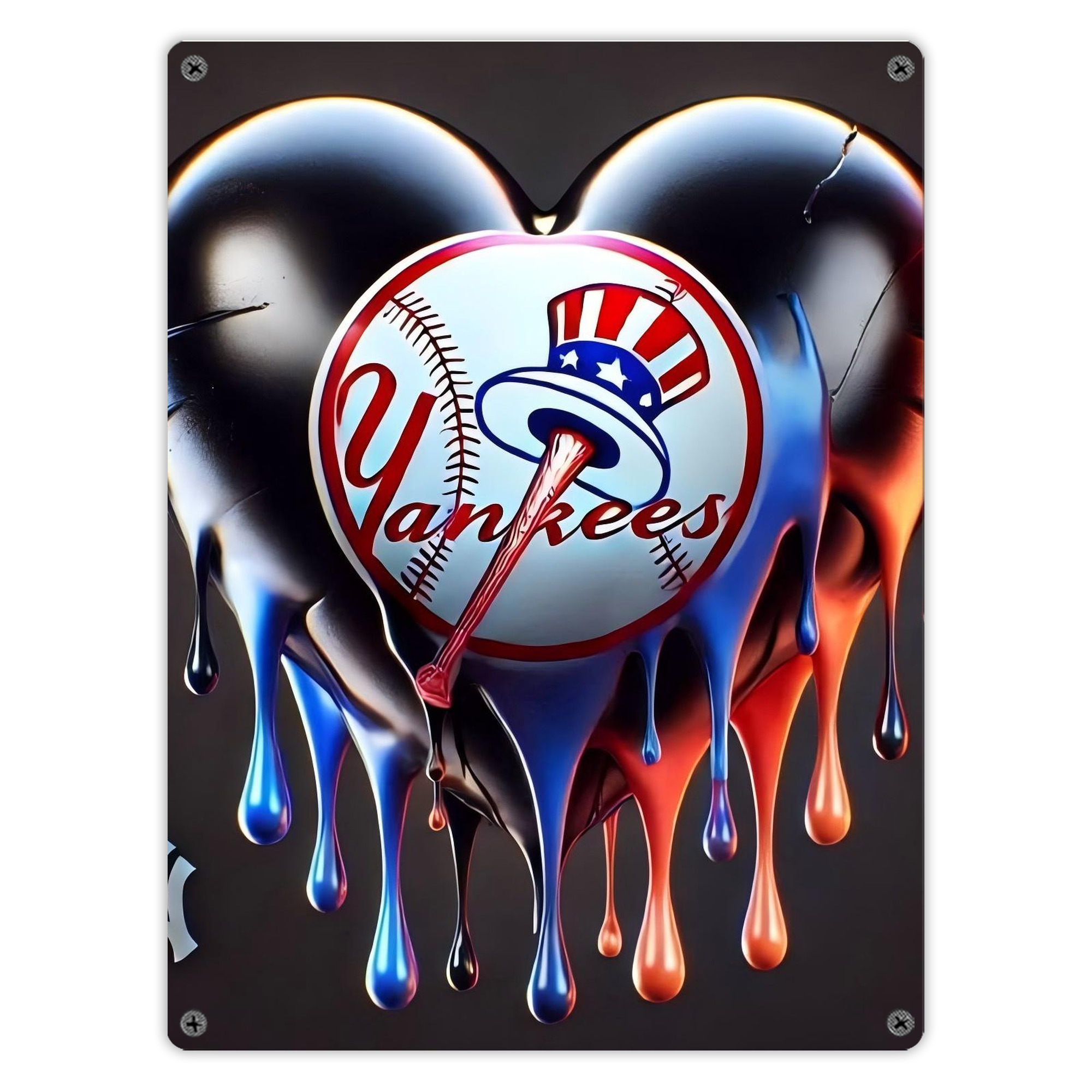 New York Yankees Heart Vintage Metal Tin Sign 12x16inch – Retro Wall Art Decor For Home, Bar, Kitchen, Bedroom, Office – Durable Iron Sheet Poster, Easy To Hang, Full-Color Printing