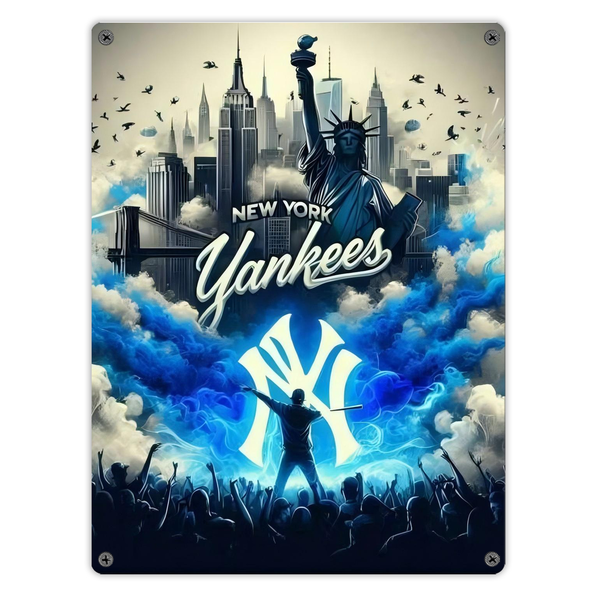 New York Yankees 308 Vintage Metal Tin Sign 12x16inch – Retro Wall Art Decor For Home, Bar, Kitchen, Bedroom, Office – Durable Iron Sheet Poster, Easy To Hang, Full-Color Printing