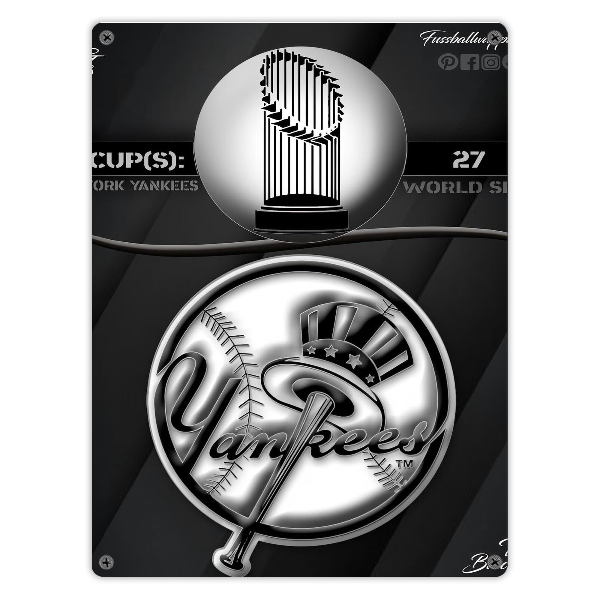 New York Yankees 325 Vintage Metal Tin Sign 12x16inch – Retro Wall Art Decor For Home, Bar, Kitchen, Bedroom, Office – Durable Iron Sheet Poster, Easy To Hang, Full-Color Printing