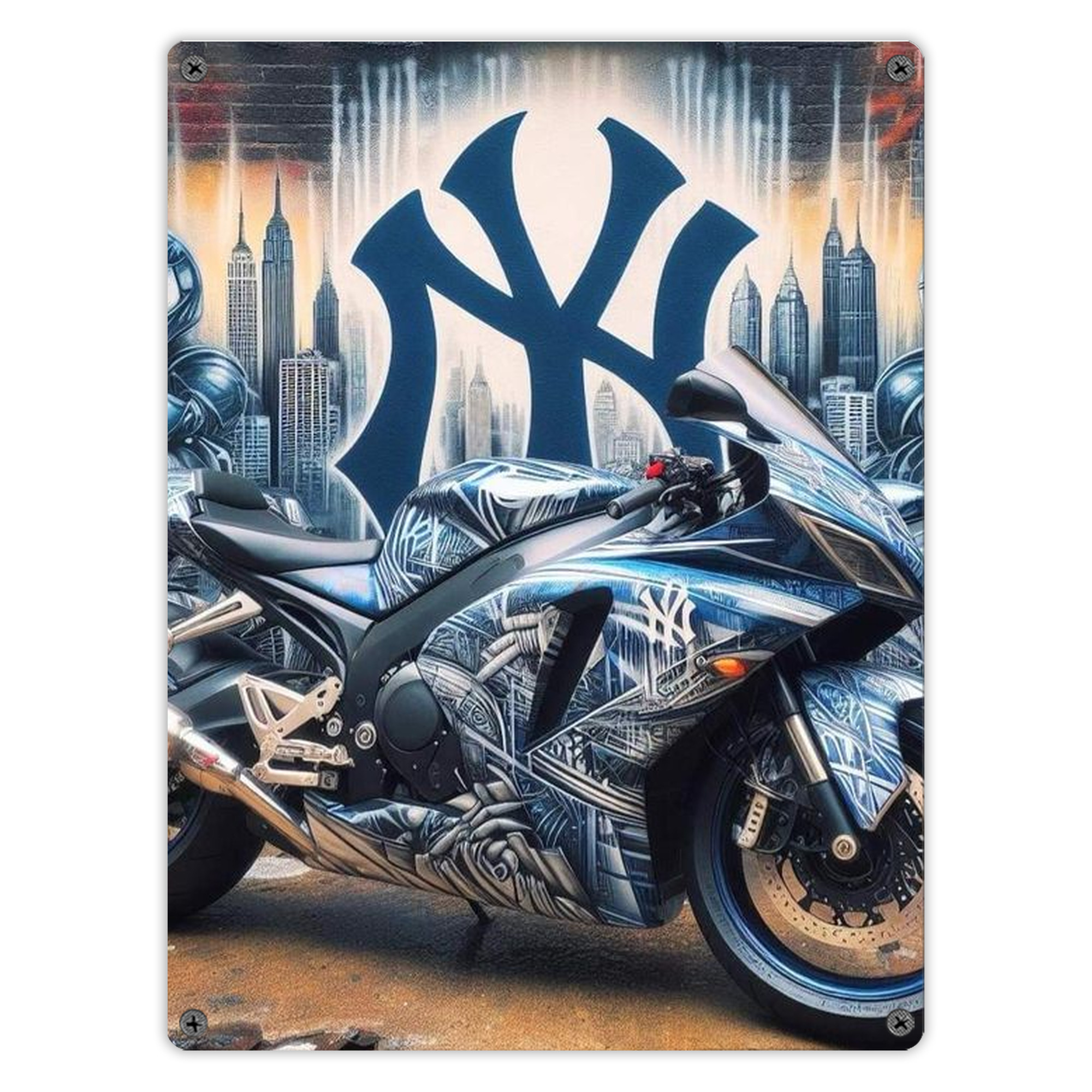 New York Yankees 327 Vintage Metal Tin Sign 12x16inch – Retro Wall Art Decor For Home, Bar, Kitchen, Bedroom, Office – Durable Iron Sheet Poster, Easy To Hang, Full-Color Printing