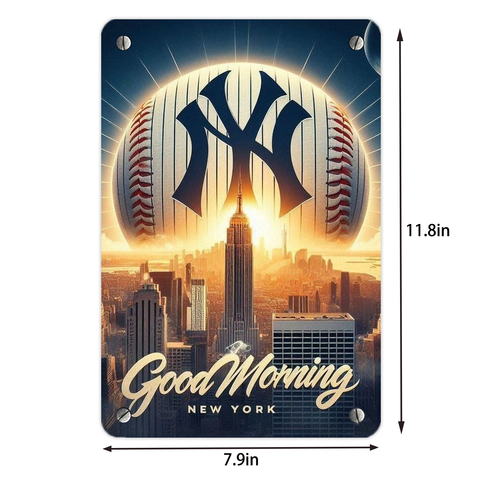 New York Yankees 111 Metal Tin Sign 8x12inch - High-Quality Full-Print Decorative Wall Art, Durable Rust-Resistant Metal Plaque For Living Room, Bedroom, Kitchen, Office, Bar Décor
