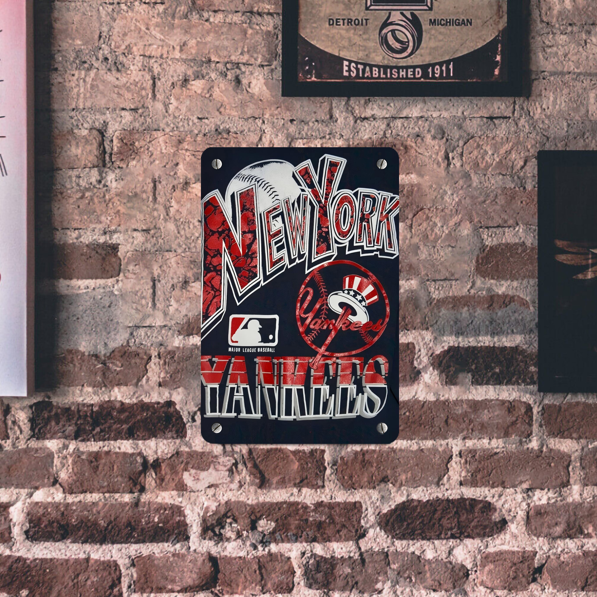 New York Yankees 125 Metal Tin Sign 8x12inch - High-Quality Full-Print Decorative Wall Art, Durable Rust-Resistant Metal Plaque For Living Room, Bedroom, Kitchen, Office, Bar Décor