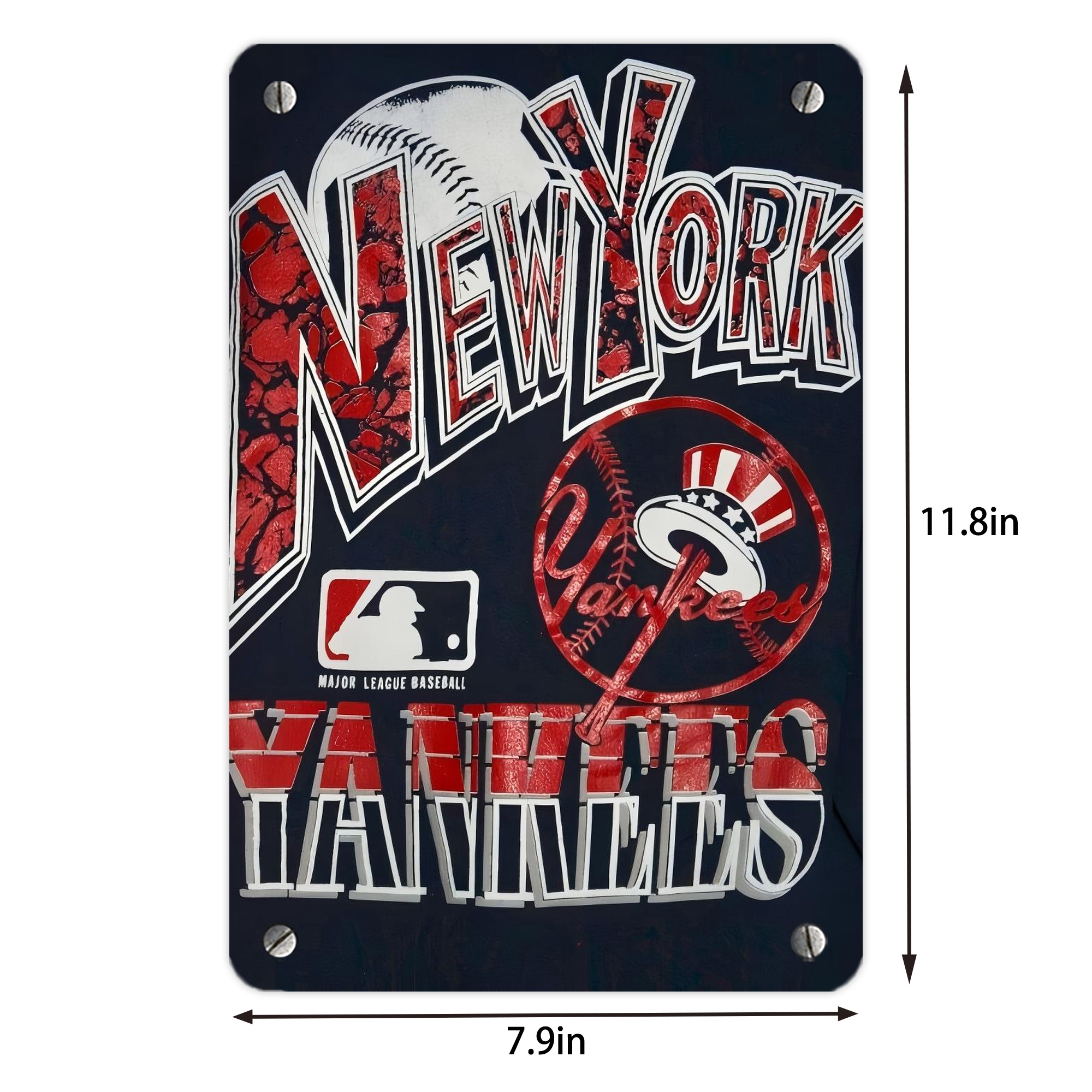 New York Yankees 125 Metal Tin Sign 8x12inch - High-Quality Full-Print Decorative Wall Art, Durable Rust-Resistant Metal Plaque For Living Room, Bedroom, Kitchen, Office, Bar Décor