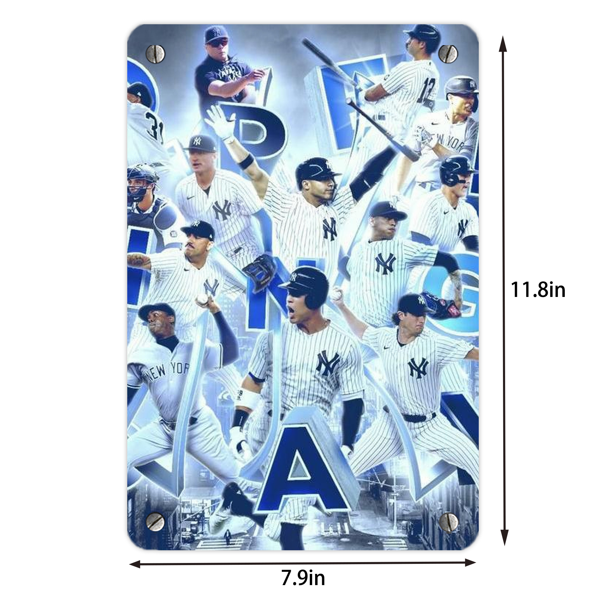 New York Yankees 236 Metal Tin Sign 8x12inch - High-Quality Full-Print Decorative Wall Art, Durable Rust-Resistant Metal Plaque For Living Room, Bedroom, Kitchen, Office, Bar Décor