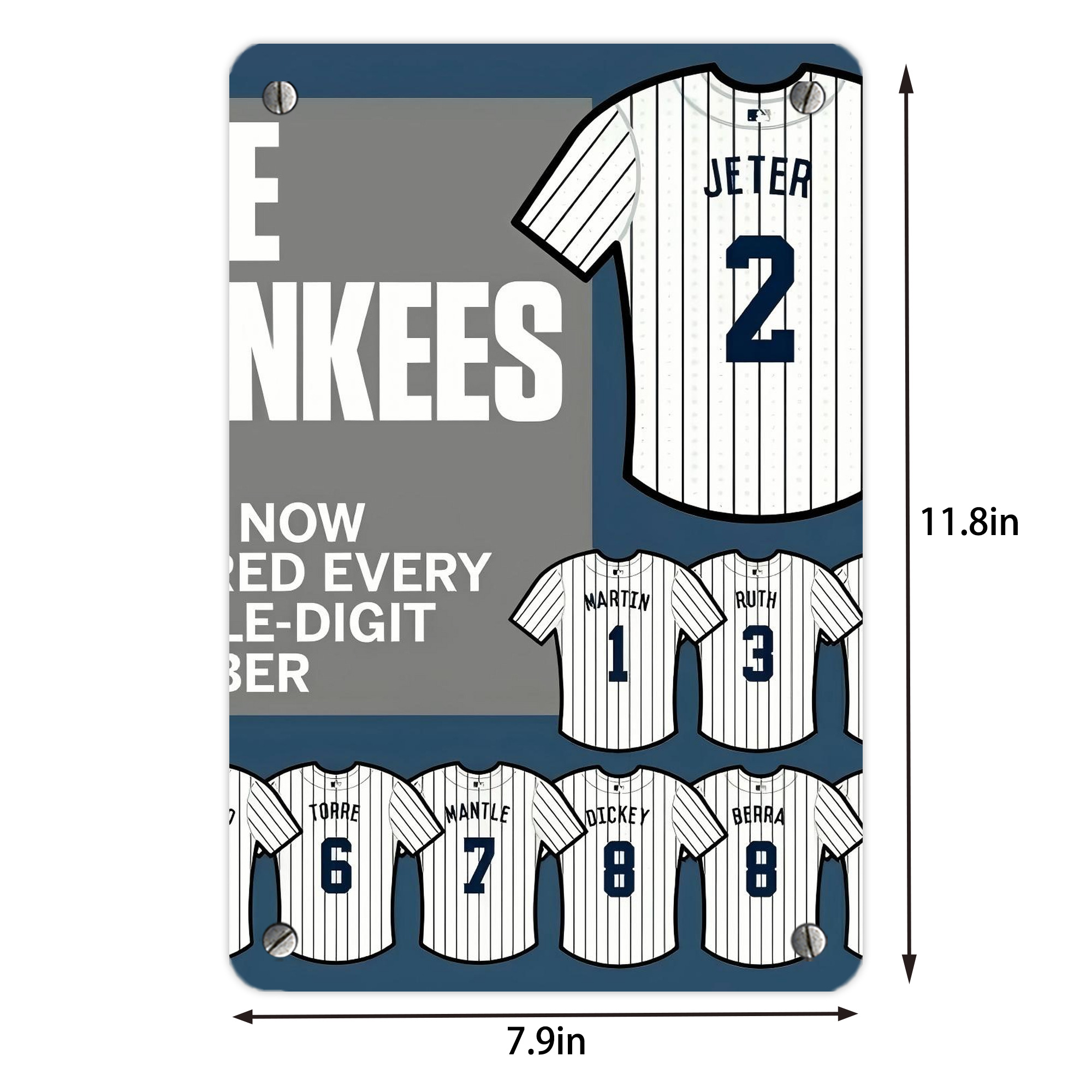 New York Yankees 235 Metal Tin Sign 8x12inch - High-Quality Full-Print Decorative Wall Art, Durable Rust-Resistant Metal Plaque For Living Room, Bedroom, Kitchen, Office, Bar Décor