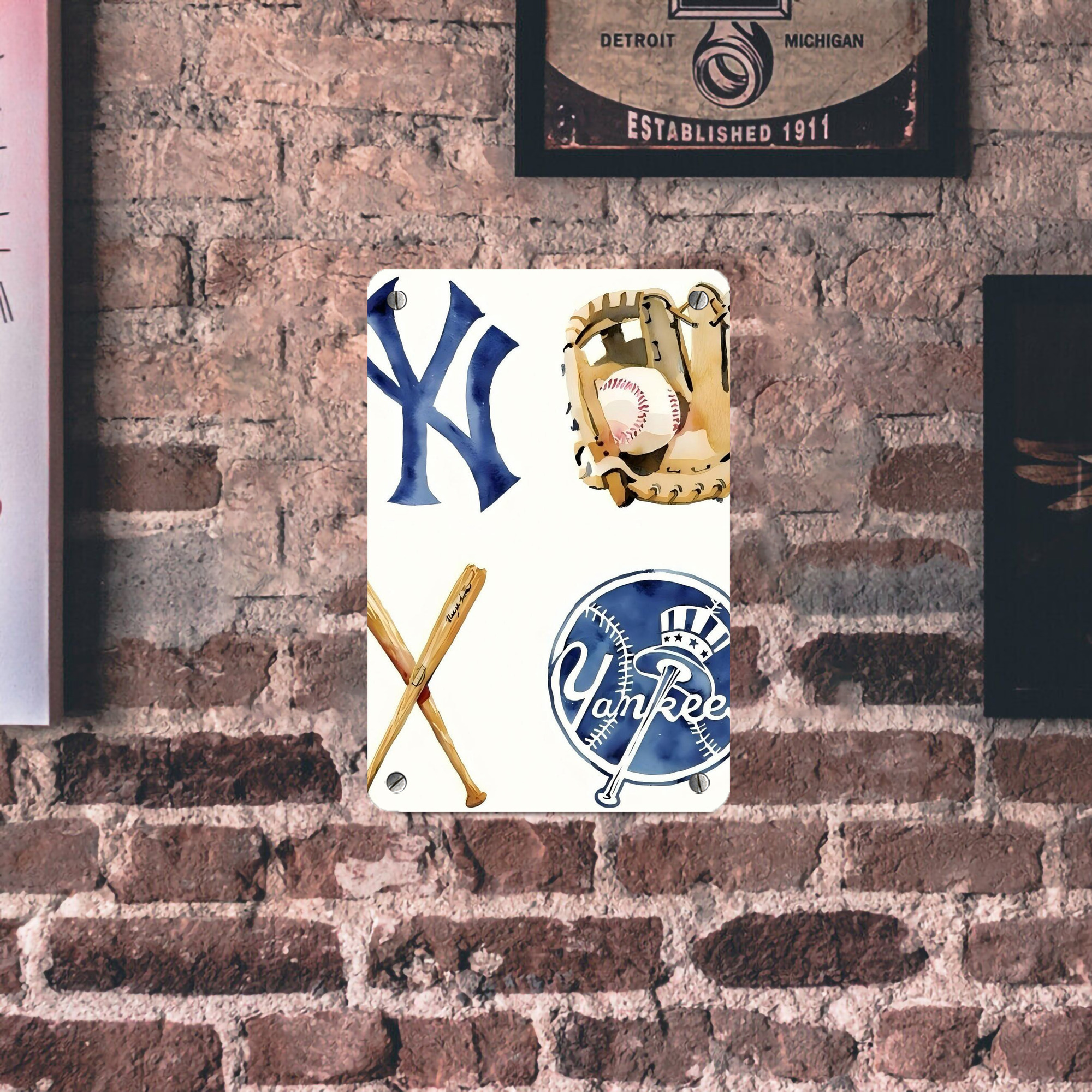 New York Yankees 119 Metal Tin Sign 8x12inch - High-Quality Full-Print Decorative Wall Art, Durable Rust-Resistant Metal Plaque For Living Room, Bedroom, Kitchen, Office, Bar Décor