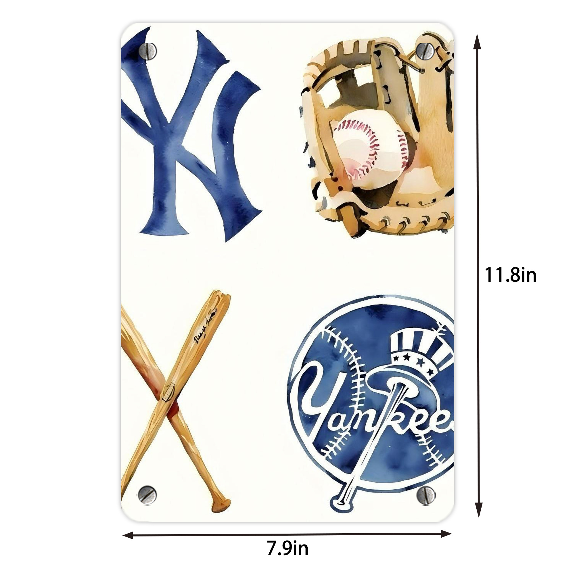 New York Yankees 119 Metal Tin Sign 8x12inch - High-Quality Full-Print Decorative Wall Art, Durable Rust-Resistant Metal Plaque For Living Room, Bedroom, Kitchen, Office, Bar Décor