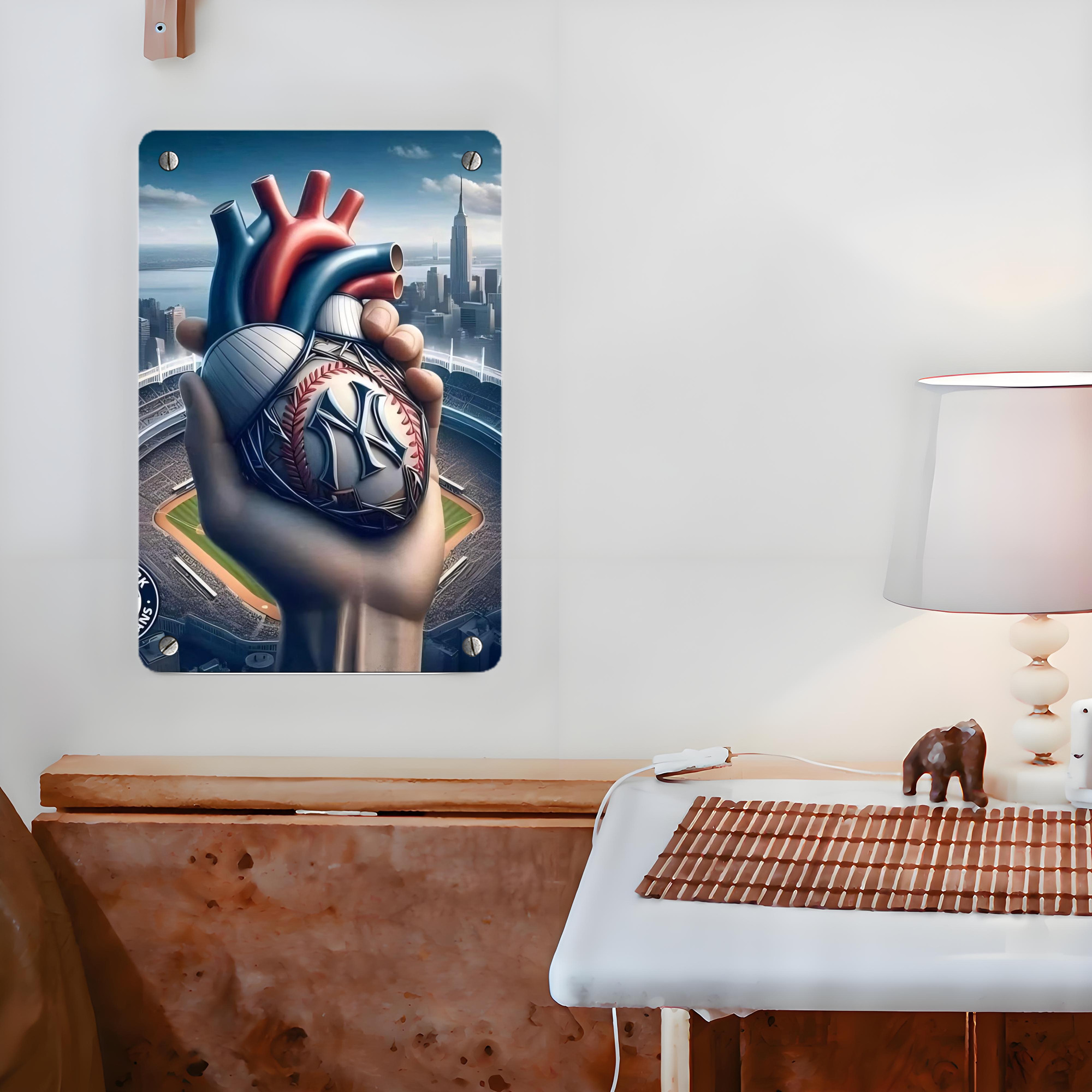 New York Yankees Heart Metal Tin Sign 8x12inch - High-Quality Full-Print Decorative Wall Art, Durable Rust-Resistant Metal Plaque For Living Room, Bedroom, Kitchen, Office, Bar Décor