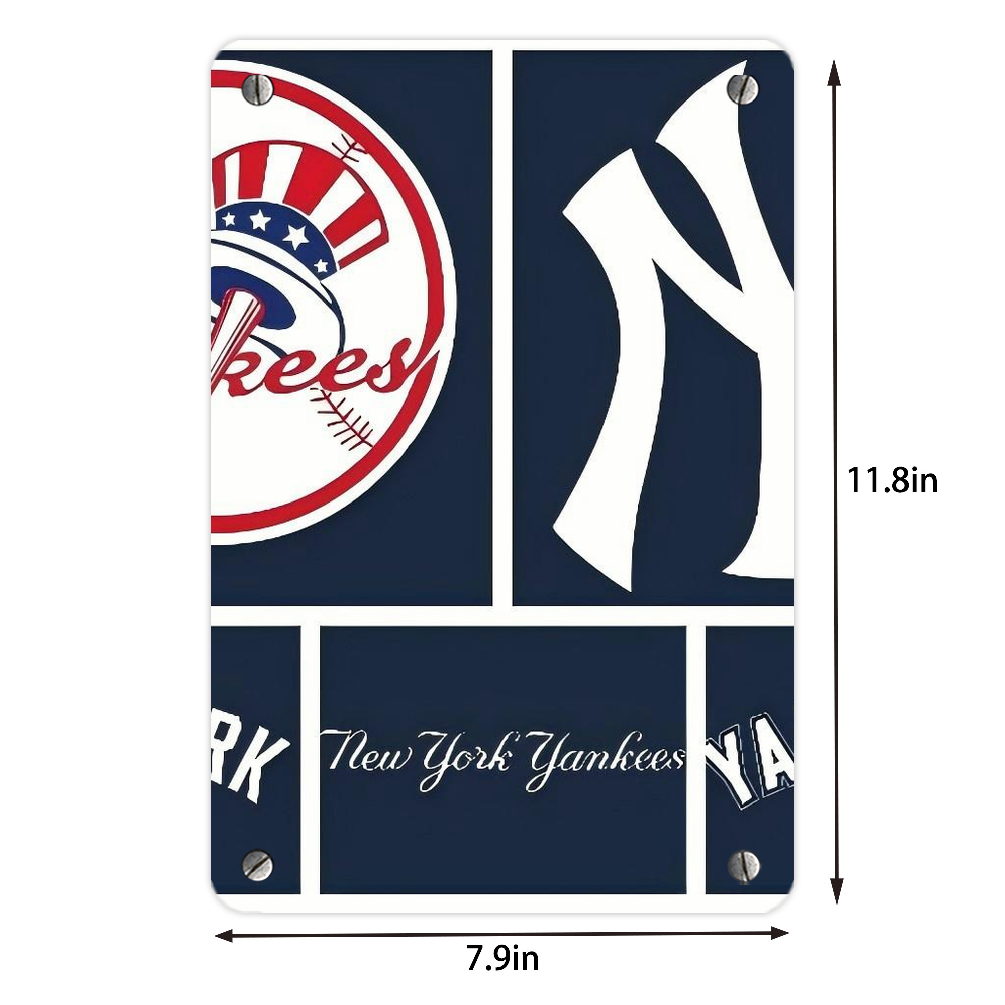 New York Yankees 247 Metal Tin Sign 8x12inch - High-Quality Full-Print Decorative Wall Art, Durable Rust-Resistant Metal Plaque For Living Room, Bedroom, Kitchen, Office, Bar Décor