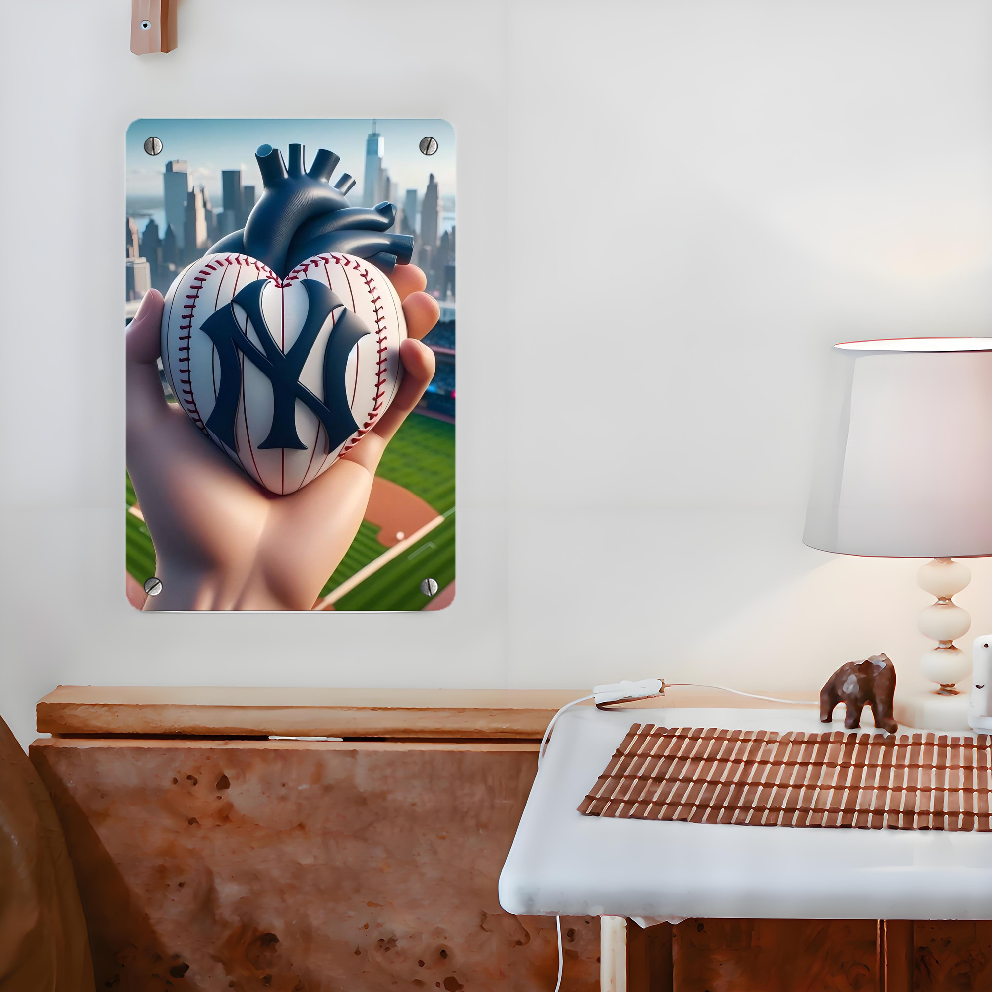 New York Yankees Heart Metal Tin Sign 8x12inch - High-Quality Full-Print Decorative Wall Art, Durable Rust-Resistant Metal Plaque For Living Room, Bedroom, Kitchen, Office, Bar Décor