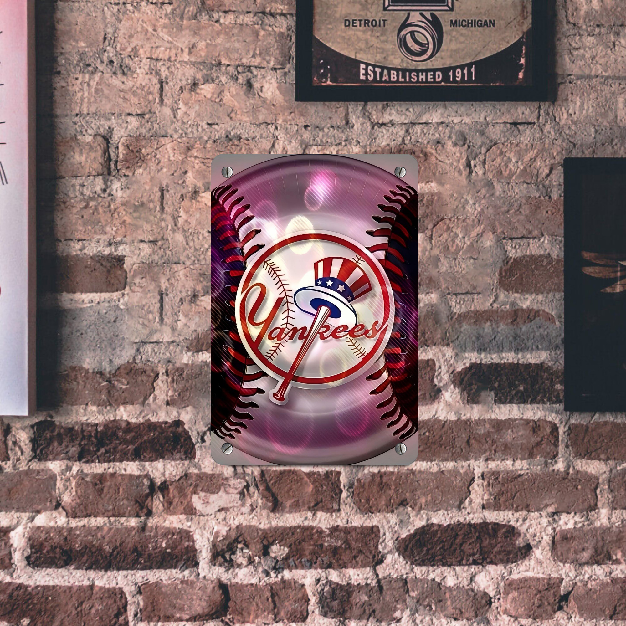New York Yankees 244 Metal Tin Sign 8x12inch - High-Quality Full-Print Decorative Wall Art, Durable Rust-Resistant Metal Plaque For Living Room, Bedroom, Kitchen, Office, Bar Décor