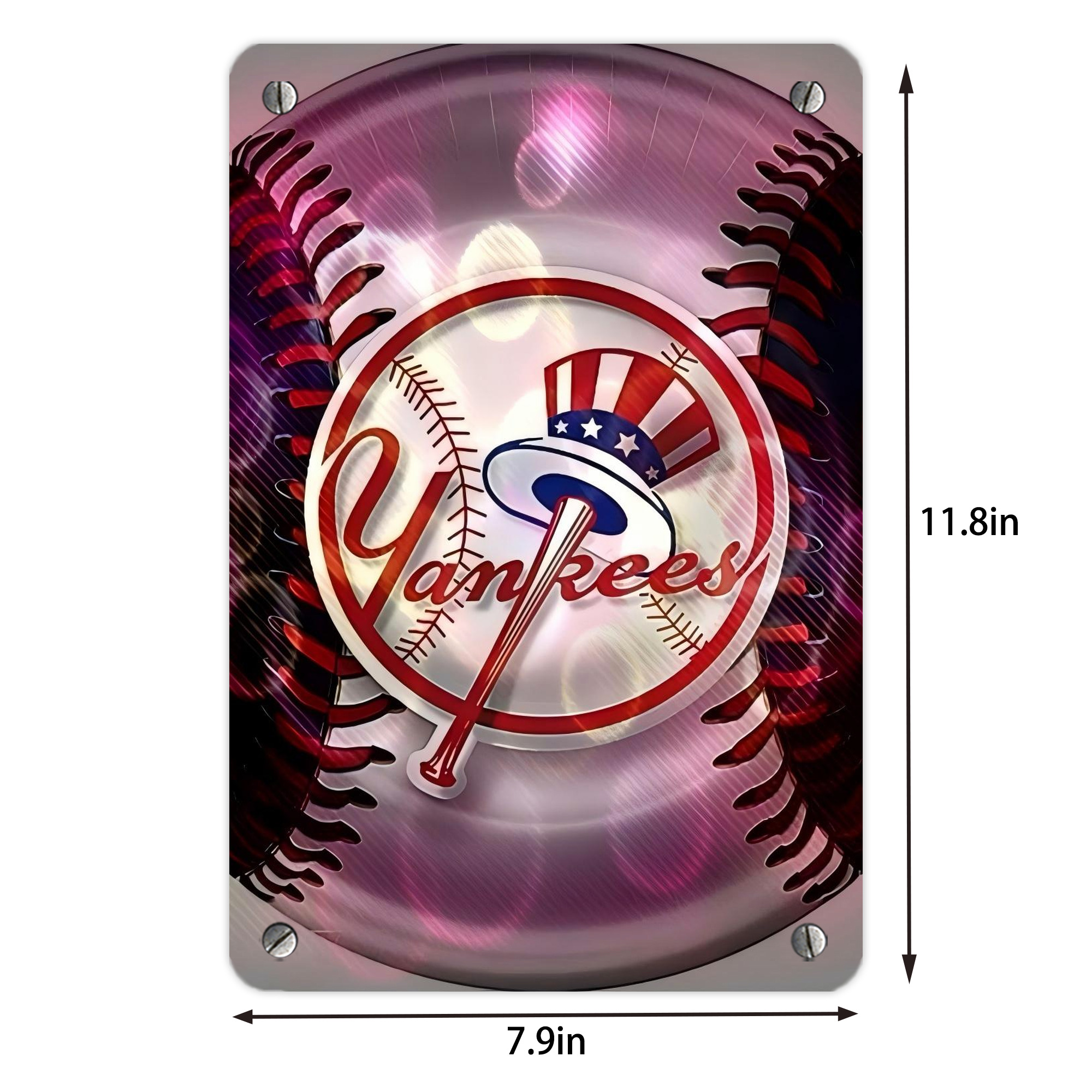 New York Yankees 244 Metal Tin Sign 8x12inch - High-Quality Full-Print Decorative Wall Art, Durable Rust-Resistant Metal Plaque For Living Room, Bedroom, Kitchen, Office, Bar Décor