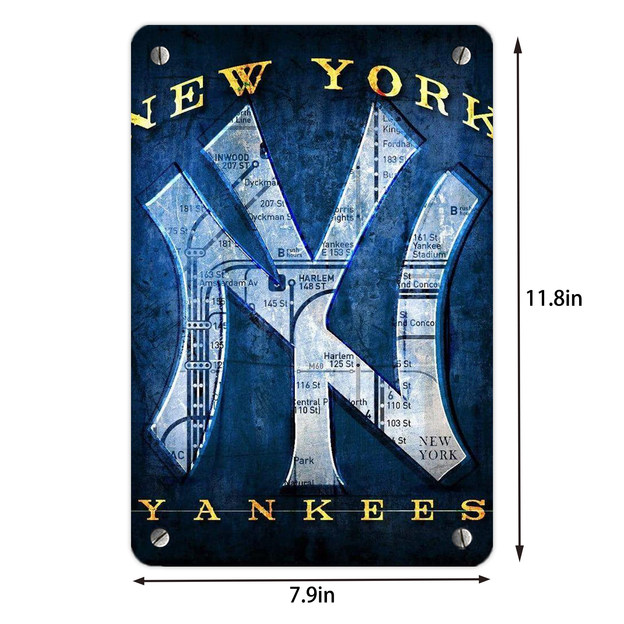 New York Yankees 307 Metal Tin Sign 8x12inch - High-Quality Full-Print Decorative Wall Art, Durable Rust-Resistant Metal Plaque For Living Room, Bedroom, Kitchen, Office, Bar Décor