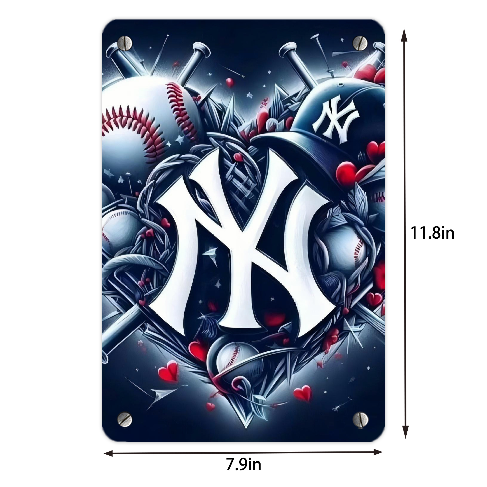 New York Yankees 251 Metal Tin Sign 8x12inch - High-Quality Full-Print Decorative Wall Art, Durable Rust-Resistant Metal Plaque For Living Room, Bedroom, Kitchen, Office, Bar Décor