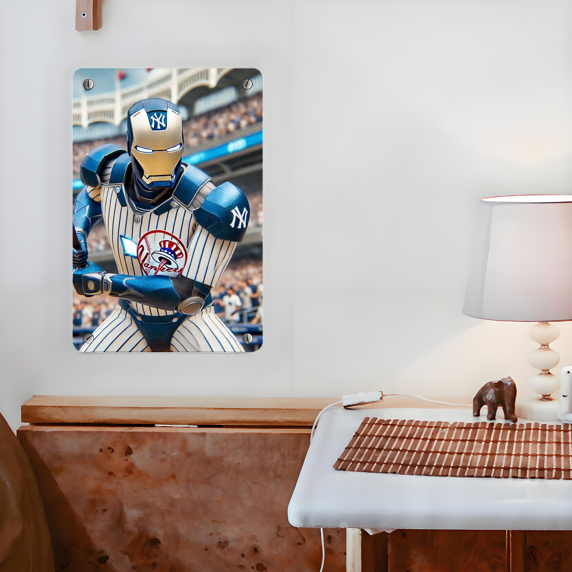 New York Yankees Iron Man Metal Tin Sign 8x12inch - High-Quality Full-Print Decorative Wall Art, Durable Rust-Resistant Metal Plaque For Living Room, Bedroom, Kitchen, Office, Bar Décor