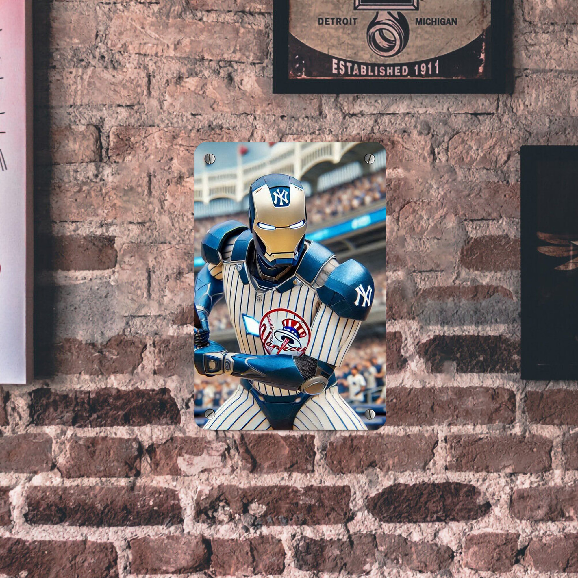 New York Yankees Iron Man Metal Tin Sign 8x12inch - High-Quality Full-Print Decorative Wall Art, Durable Rust-Resistant Metal Plaque For Living Room, Bedroom, Kitchen, Office, Bar Décor