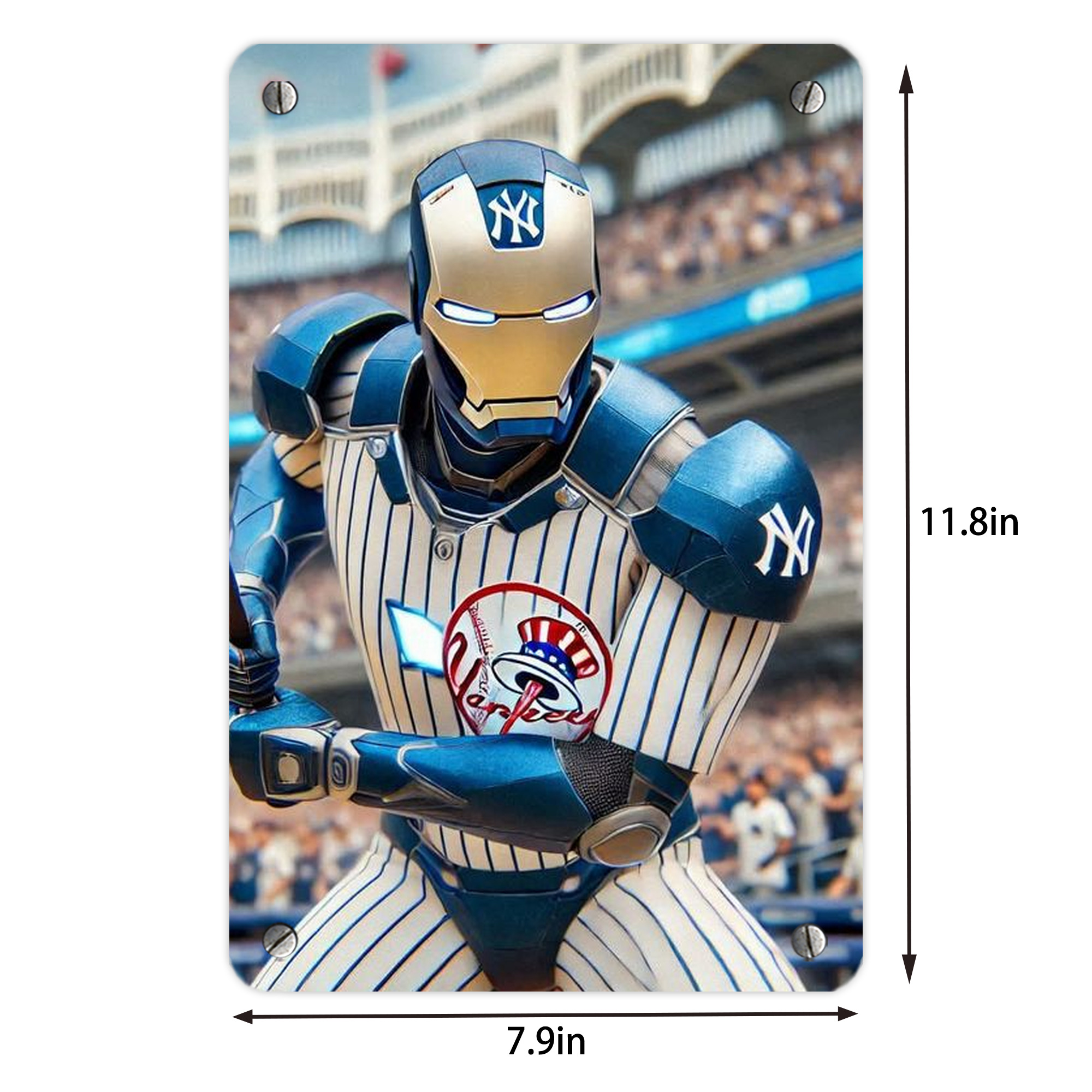 New York Yankees Iron Man Metal Tin Sign 8x12inch - High-Quality Full-Print Decorative Wall Art, Durable Rust-Resistant Metal Plaque For Living Room, Bedroom, Kitchen, Office, Bar Décor