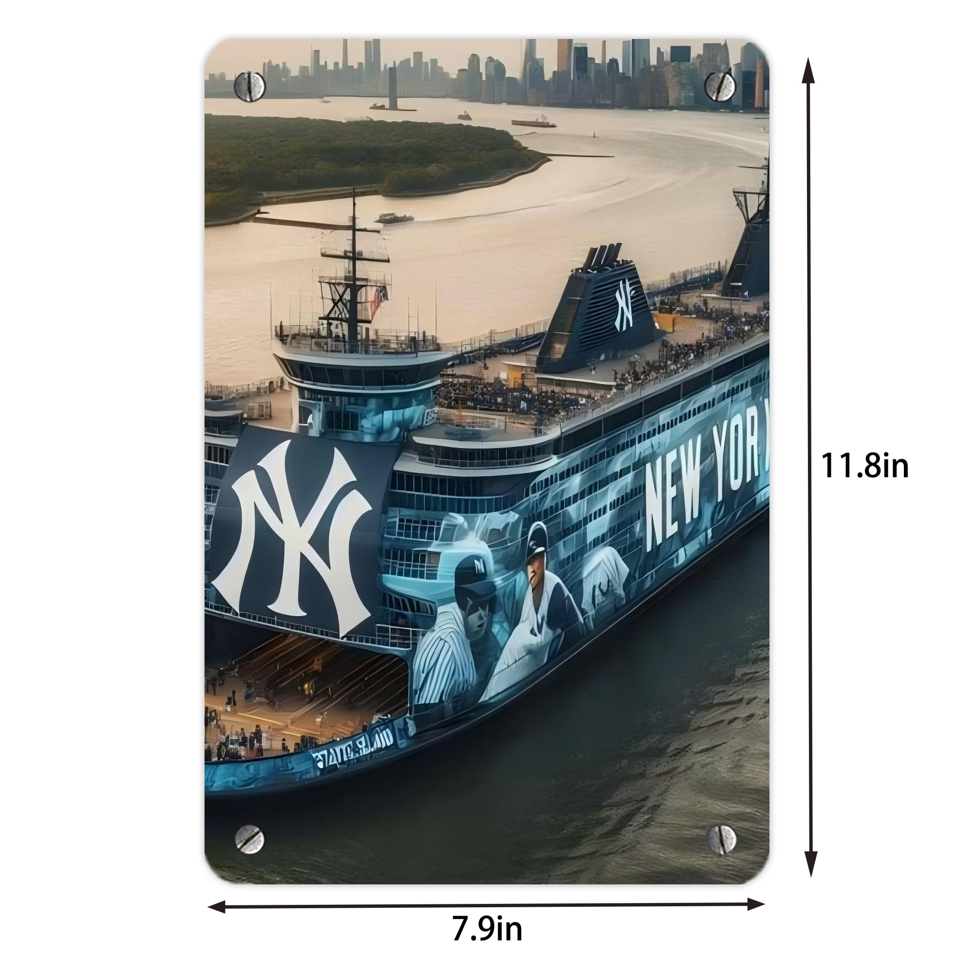 New York Yankees 306 Metal Tin Sign 8x12inch - High-Quality Full-Print Decorative Wall Art, Durable Rust-Resistant Metal Plaque For Living Room, Bedroom, Kitchen, Office, Bar Décor