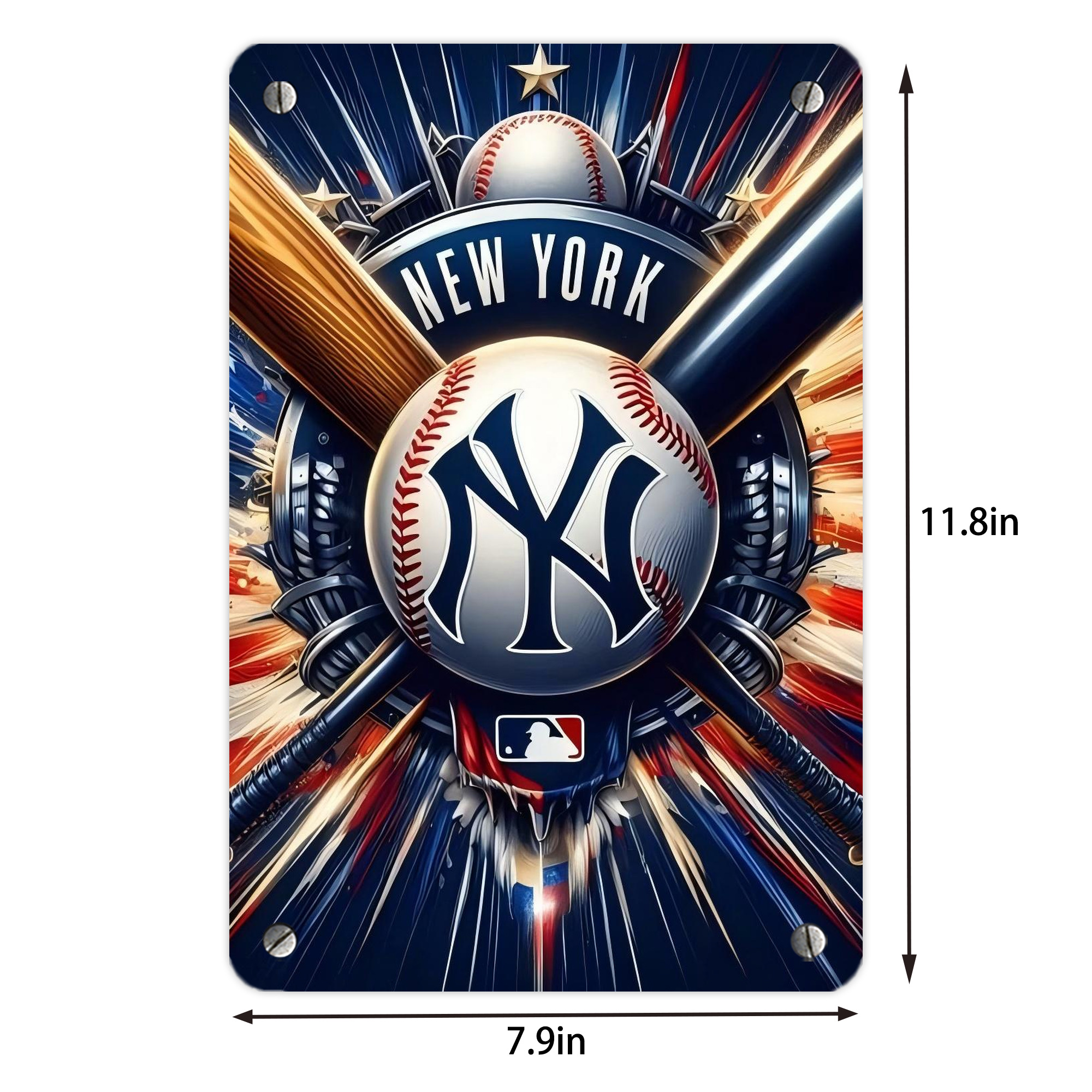 New York Yankees 268 Metal Tin Sign 8x12inch - High-Quality Full-Print Decorative Wall Art, Durable Rust-Resistant Metal Plaque For Living Room, Bedroom, Kitchen, Office, Bar Décor