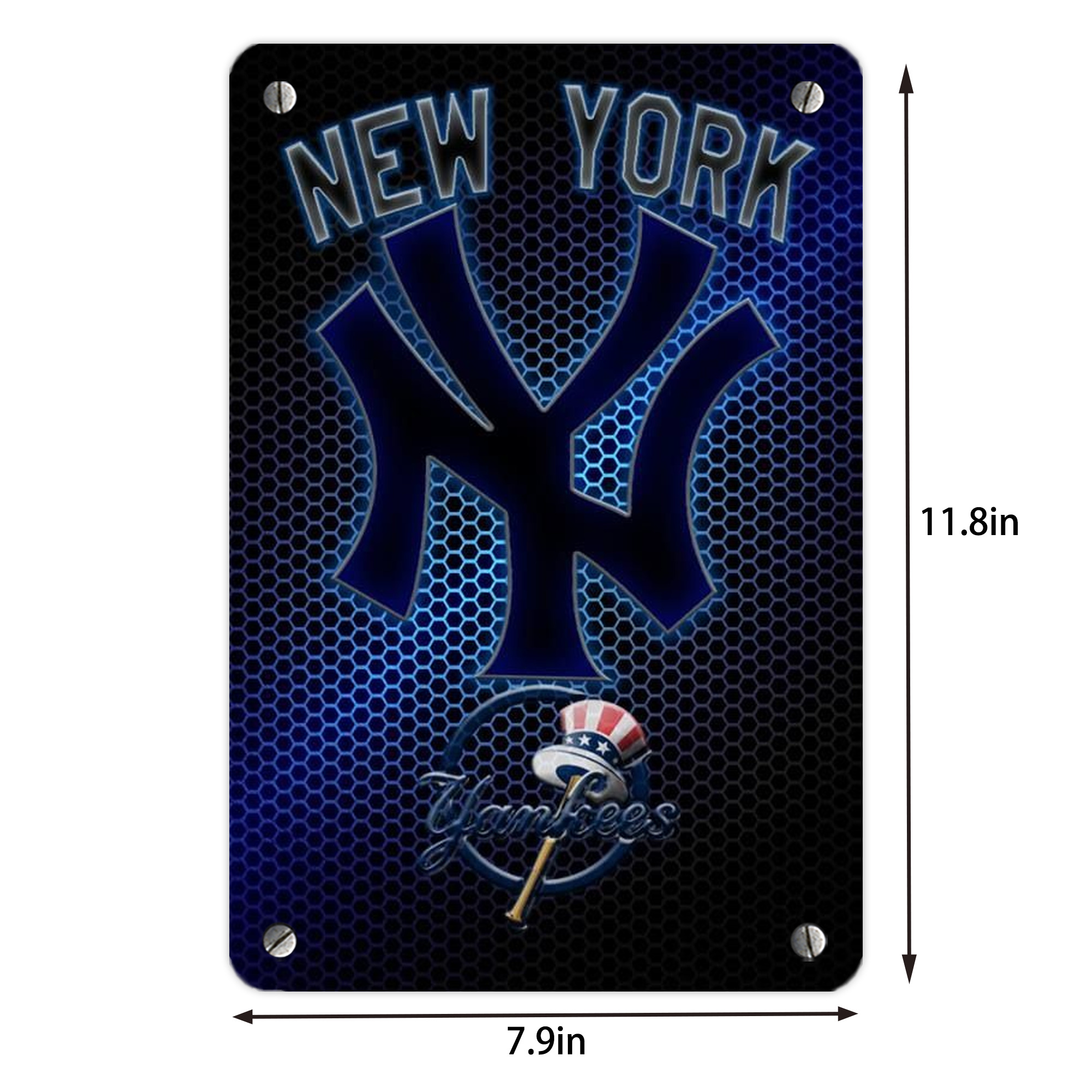 New York Yankees 334 Metal Tin Sign 8x12inch - High-Quality Full-Print Decorative Wall Art, Durable Rust-Resistant Metal Plaque For Living Room, Bedroom, Kitchen, Office, Bar Décor