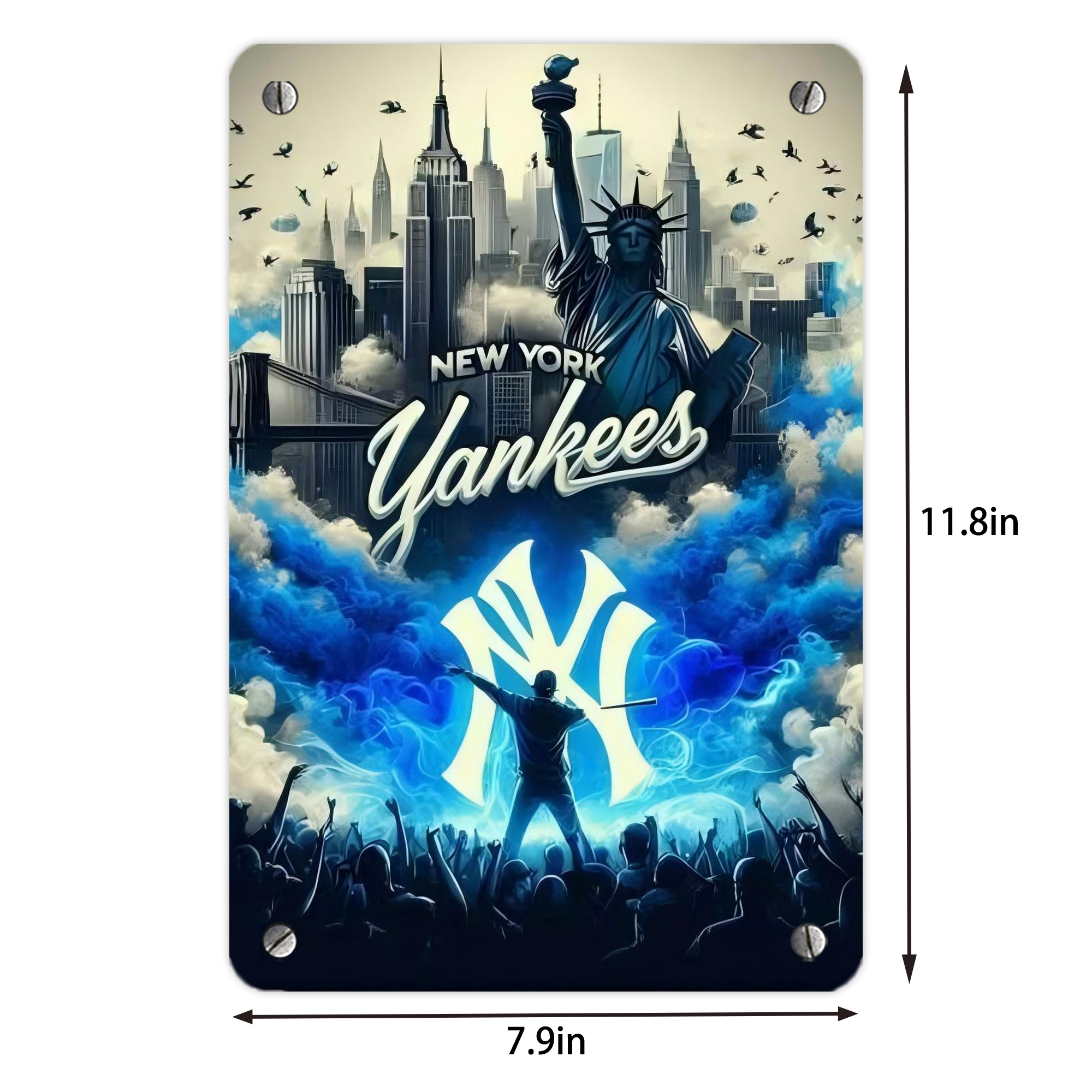 New York Yankees 308 Metal Tin Sign 8x12inch - High-Quality Full-Print Decorative Wall Art, Durable Rust-Resistant Metal Plaque For Living Room, Bedroom, Kitchen, Office, Bar Décor