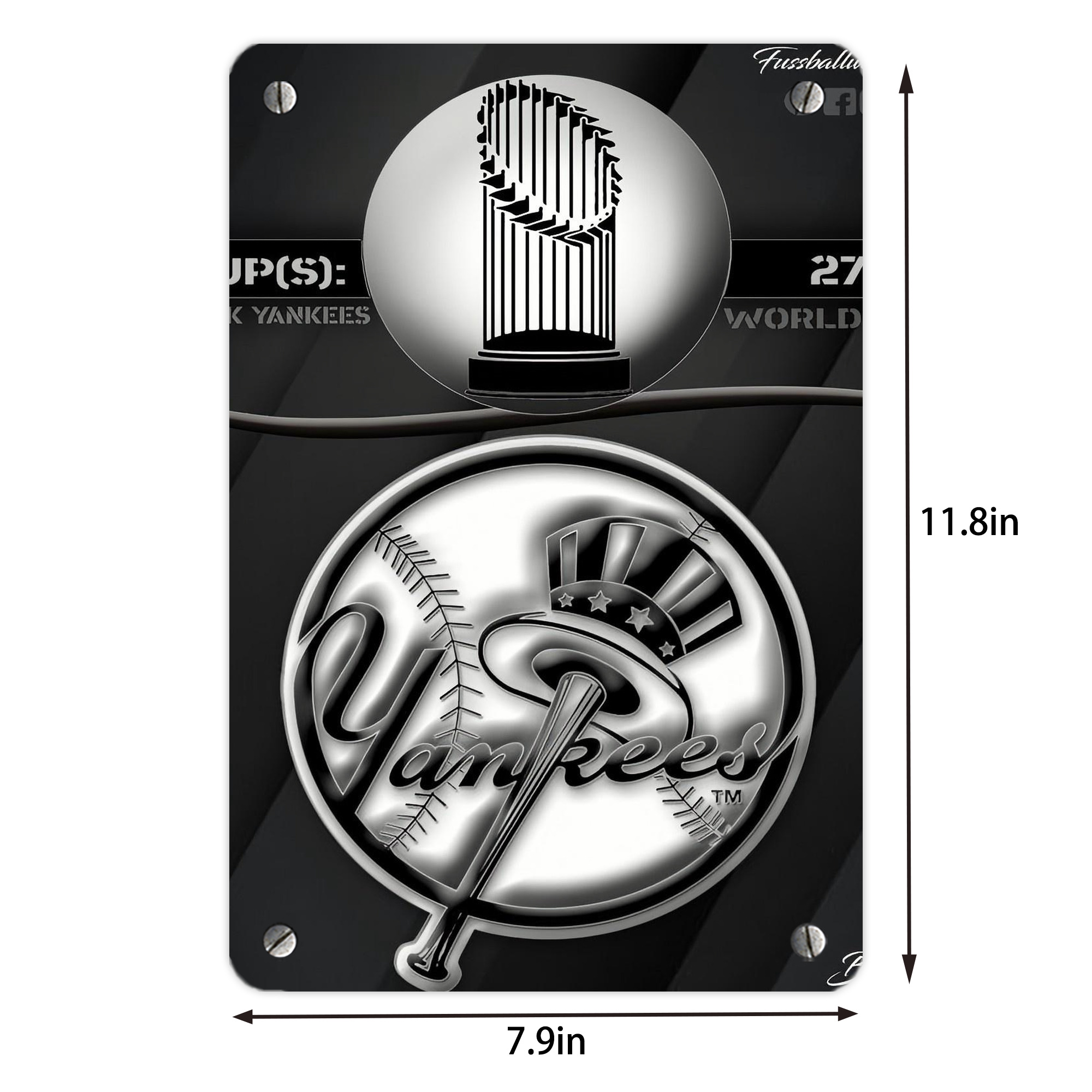 New York Yankees 325 Metal Tin Sign 8x12inch - High-Quality Full-Print Decorative Wall Art, Durable Rust-Resistant Metal Plaque For Living Room, Bedroom, Kitchen, Office, Bar Décor