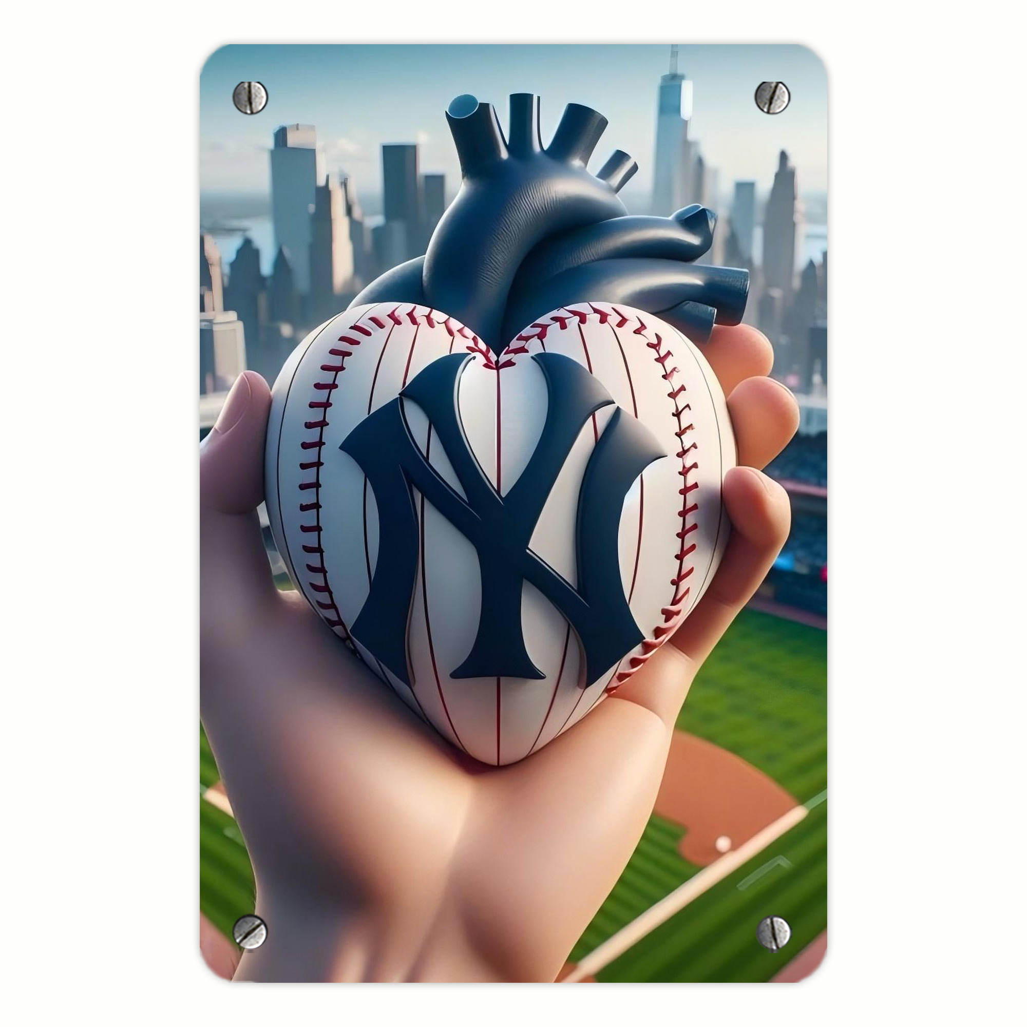 New York Yankees Heart Metal Tin Sign 8x12inch - High-Quality Full-Print Decorative Wall Art, Durable Rust-Resistant Metal Plaque For Living Room, Bedroom, Kitchen, Office, Bar Décor