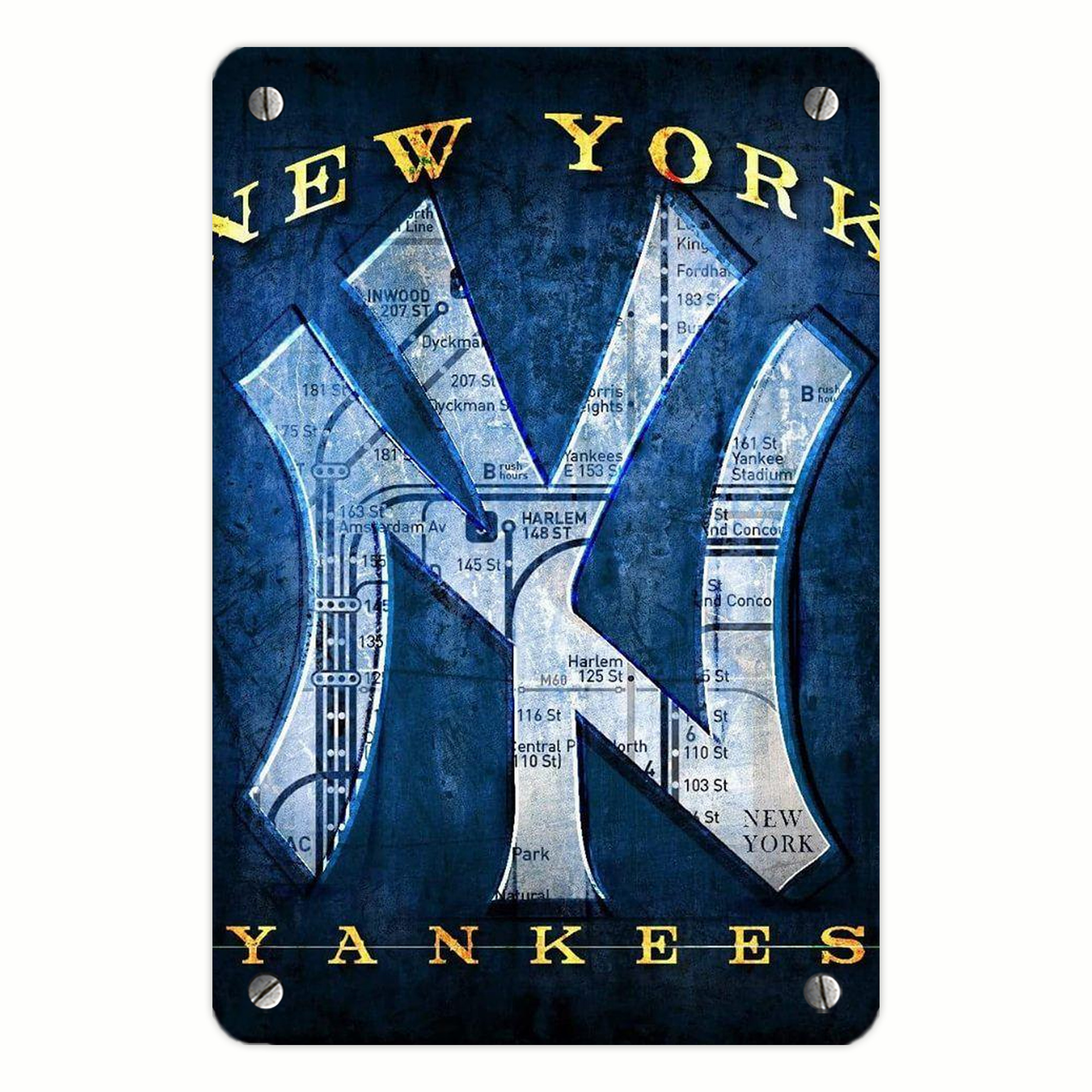 New York Yankees 307 Metal Tin Sign 8x12inch - High-Quality Full-Print Decorative Wall Art, Durable Rust-Resistant Metal Plaque For Living Room, Bedroom, Kitchen, Office, Bar Décor