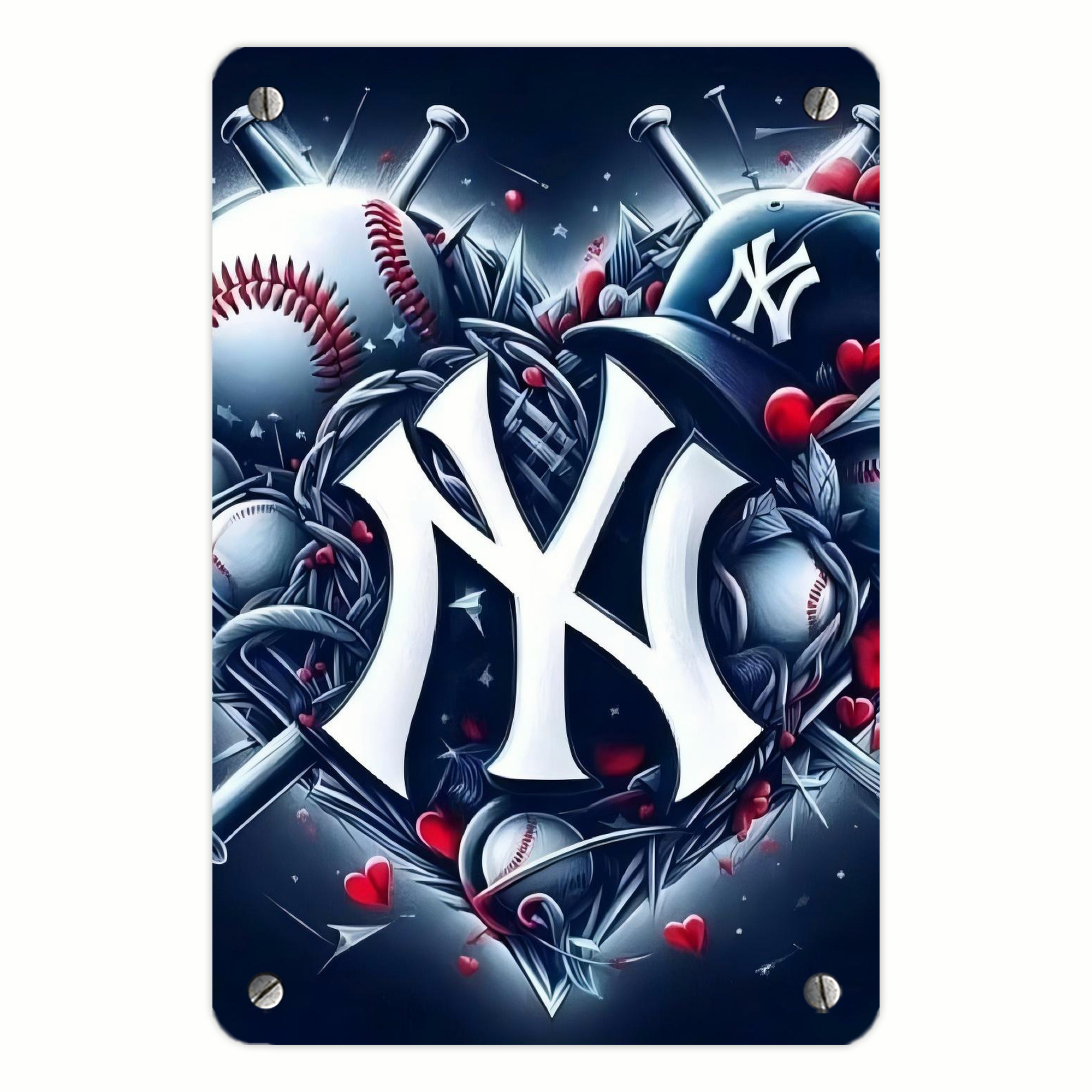 New York Yankees 251 Metal Tin Sign 8x12inch - High-Quality Full-Print Decorative Wall Art, Durable Rust-Resistant Metal Plaque For Living Room, Bedroom, Kitchen, Office, Bar Décor