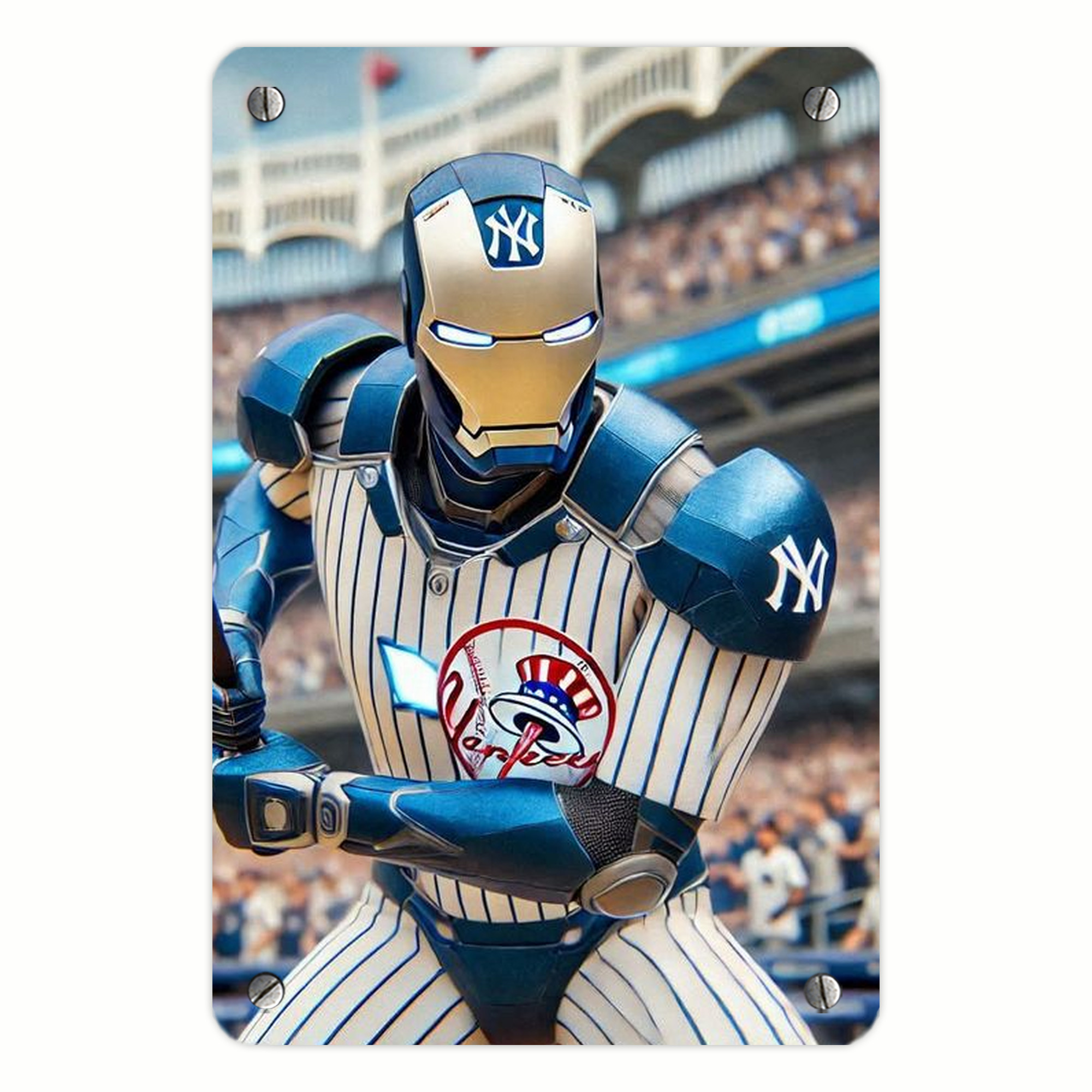 New York Yankees Iron Man Metal Tin Sign 8x12inch - High-Quality Full-Print Decorative Wall Art, Durable Rust-Resistant Metal Plaque For Living Room, Bedroom, Kitchen, Office, Bar Décor
