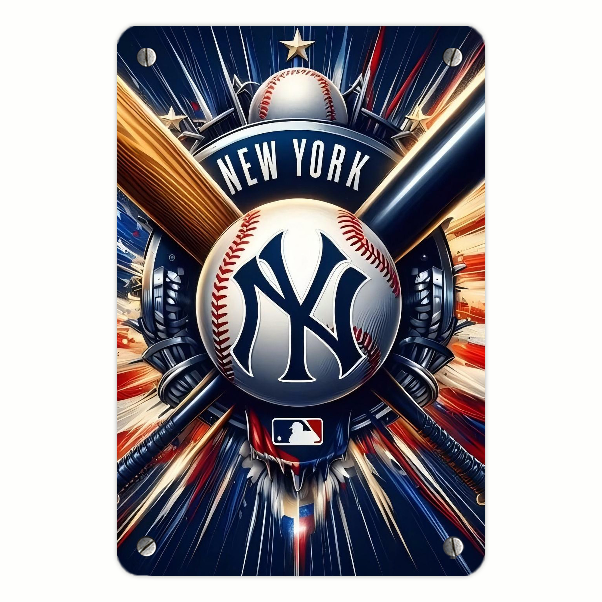 New York Yankees 268 Metal Tin Sign 8x12inch - High-Quality Full-Print Decorative Wall Art, Durable Rust-Resistant Metal Plaque For Living Room, Bedroom, Kitchen, Office, Bar Décor