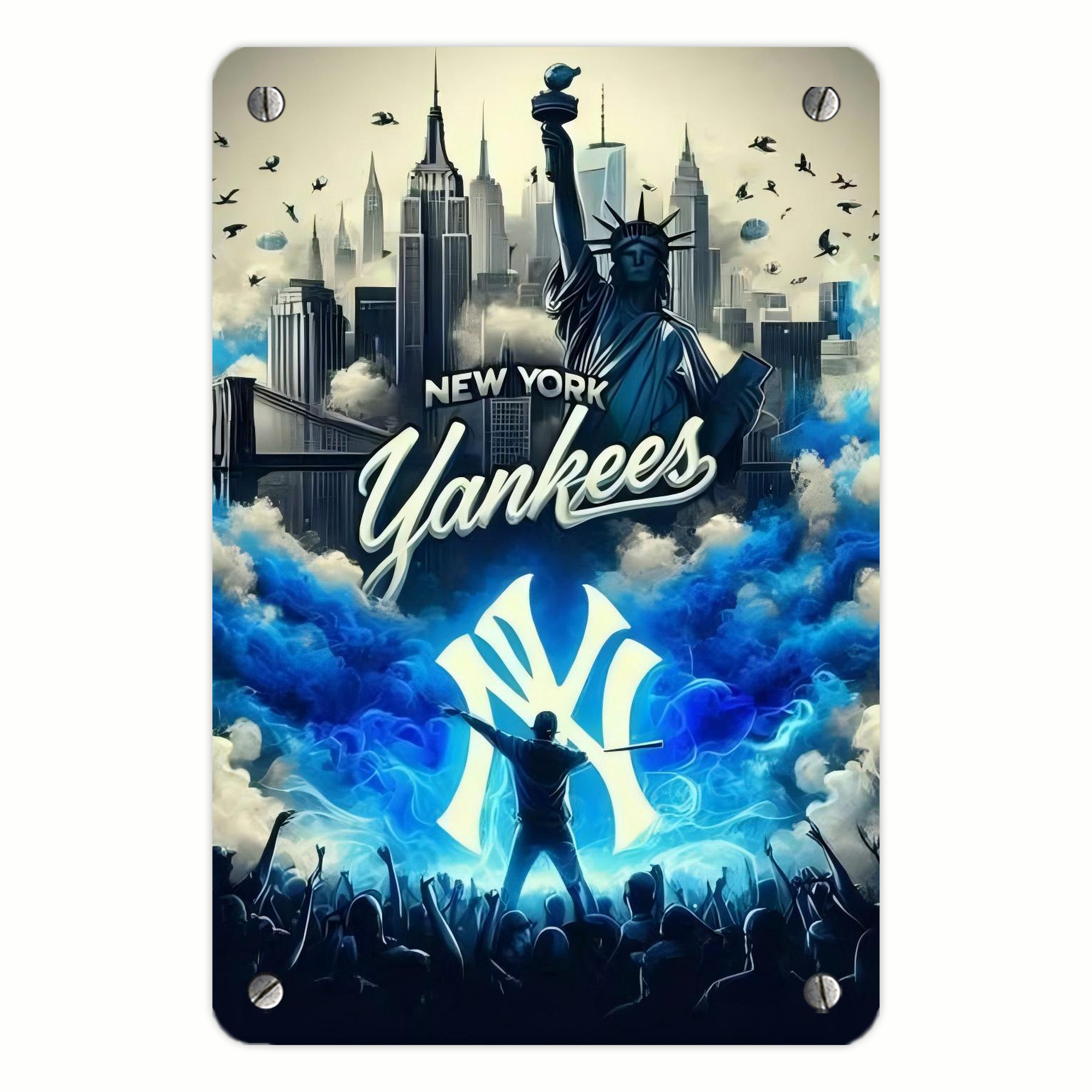 New York Yankees 308 Metal Tin Sign 8x12inch - High-Quality Full-Print Decorative Wall Art, Durable Rust-Resistant Metal Plaque For Living Room, Bedroom, Kitchen, Office, Bar Décor