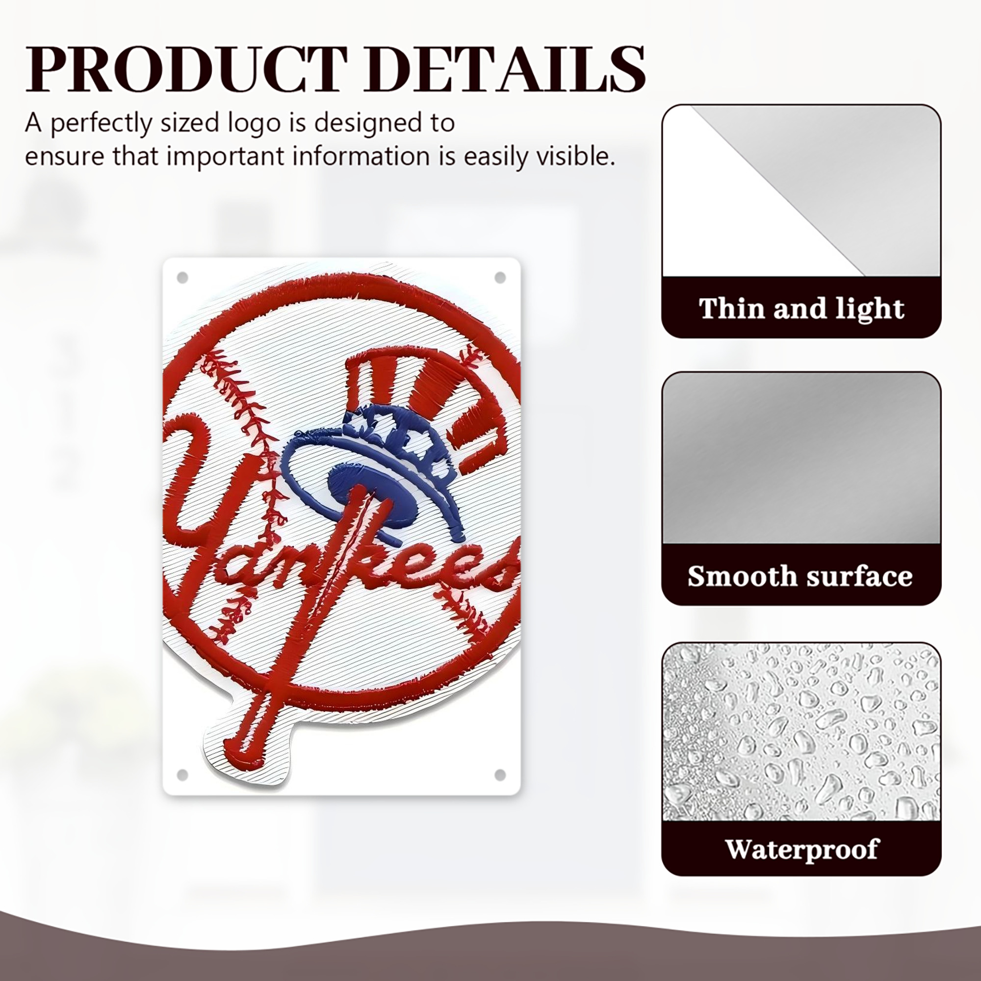 New York Yankees 123 8x12inch Vertical Aluminum Sign - Durable Fade-Resistant Indoor/Outdoor Safety & Information Plaque For Office, Hotel, Restaurant, Bar, Public Spaces