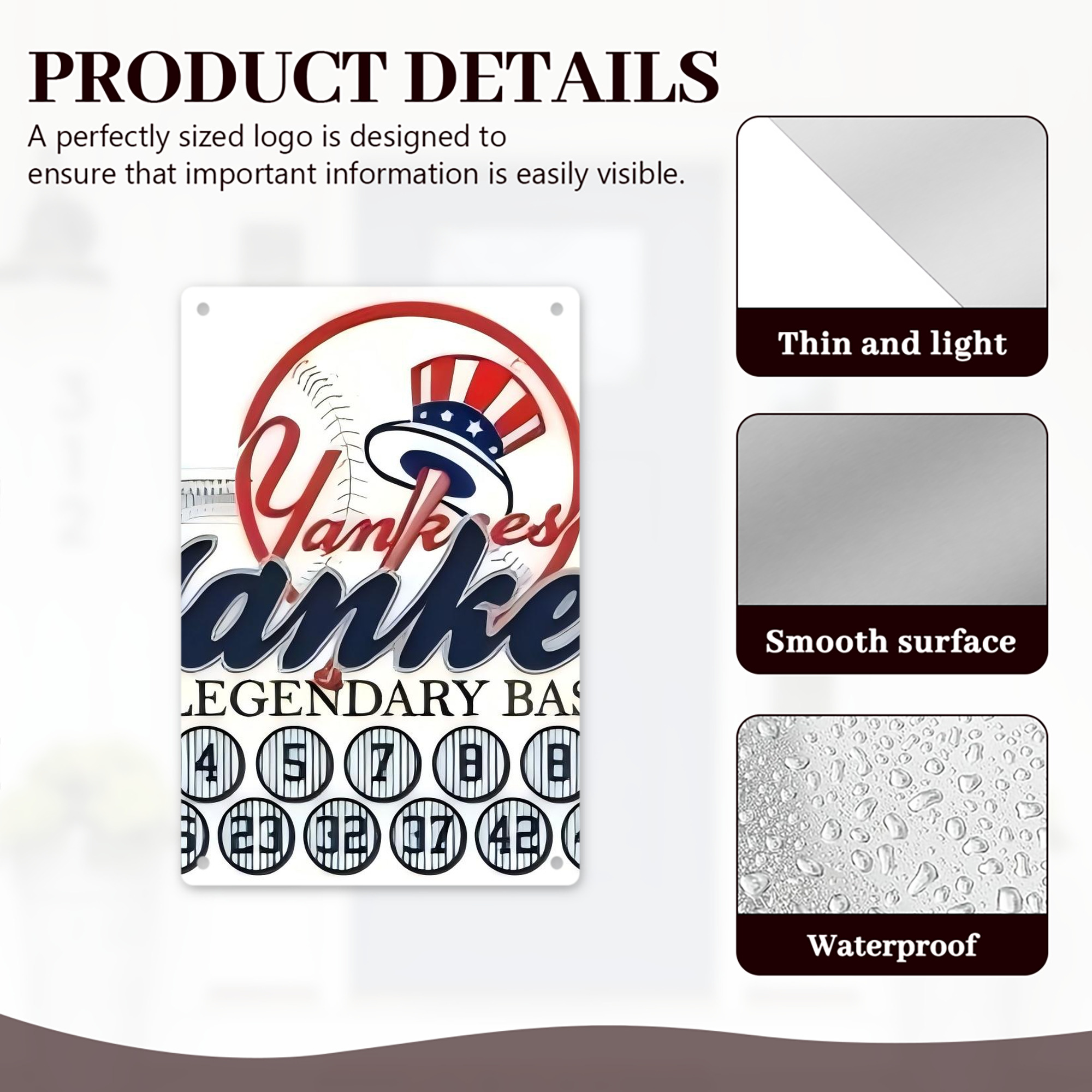 New York Yankees 232 8x12inch Vertical Aluminum Sign - Durable Fade-Resistant Indoor/Outdoor Safety & Information Plaque For Office, Hotel, Restaurant, Bar, Public Spaces