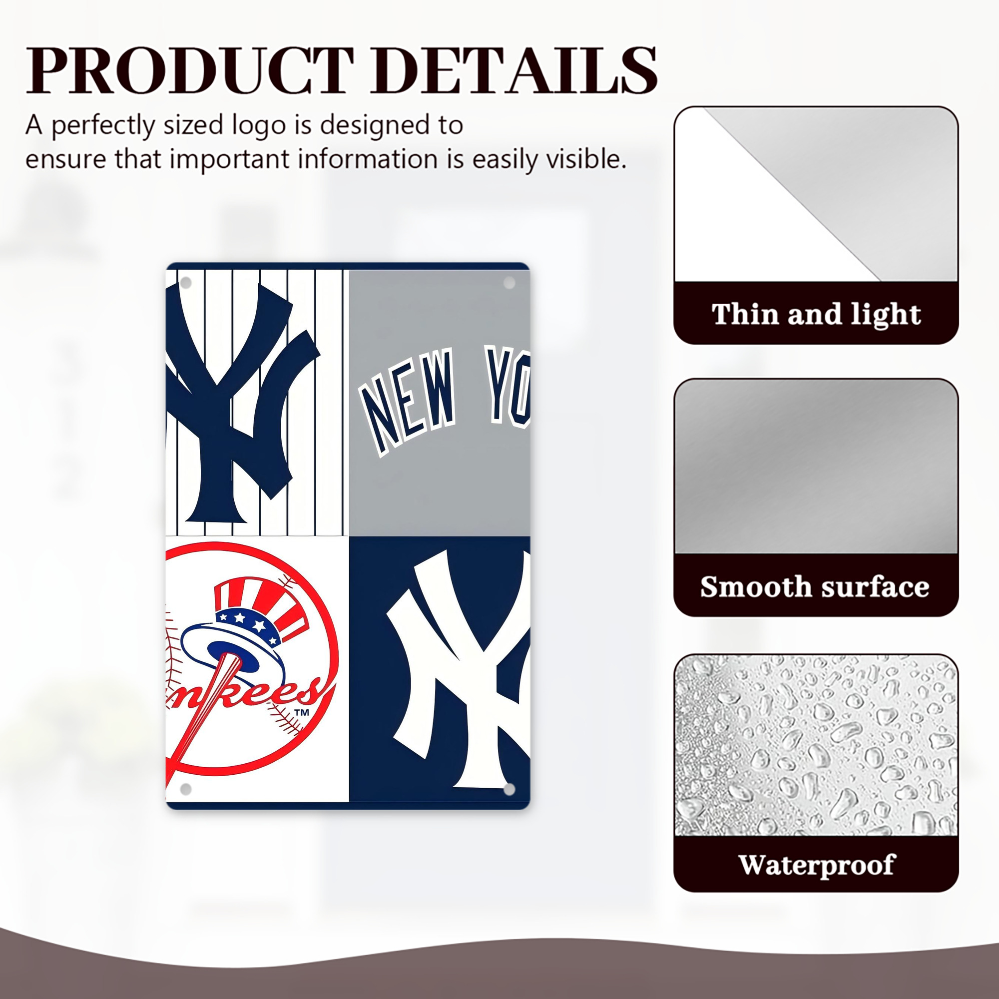 New York Yankees 238 8x12inch Vertical Aluminum Sign - Durable Fade-Resistant Indoor/Outdoor Safety & Information Plaque For Office, Hotel, Restaurant, Bar, Public Spaces