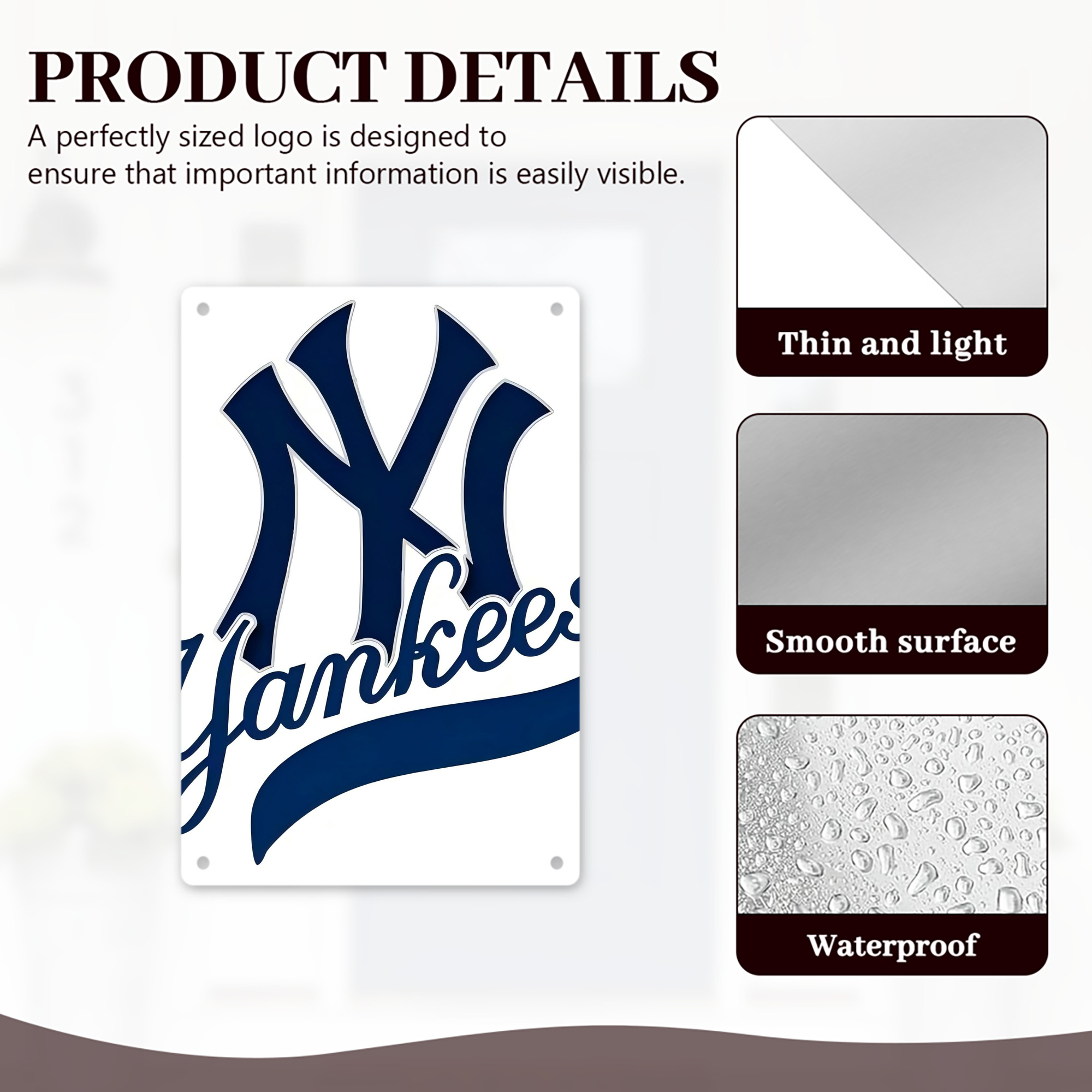 New York Yankees 116 8x12inch Vertical Aluminum Sign - Durable Fade-Resistant Indoor/Outdoor Safety & Information Plaque For Office, Hotel, Restaurant, Bar, Public Spaces