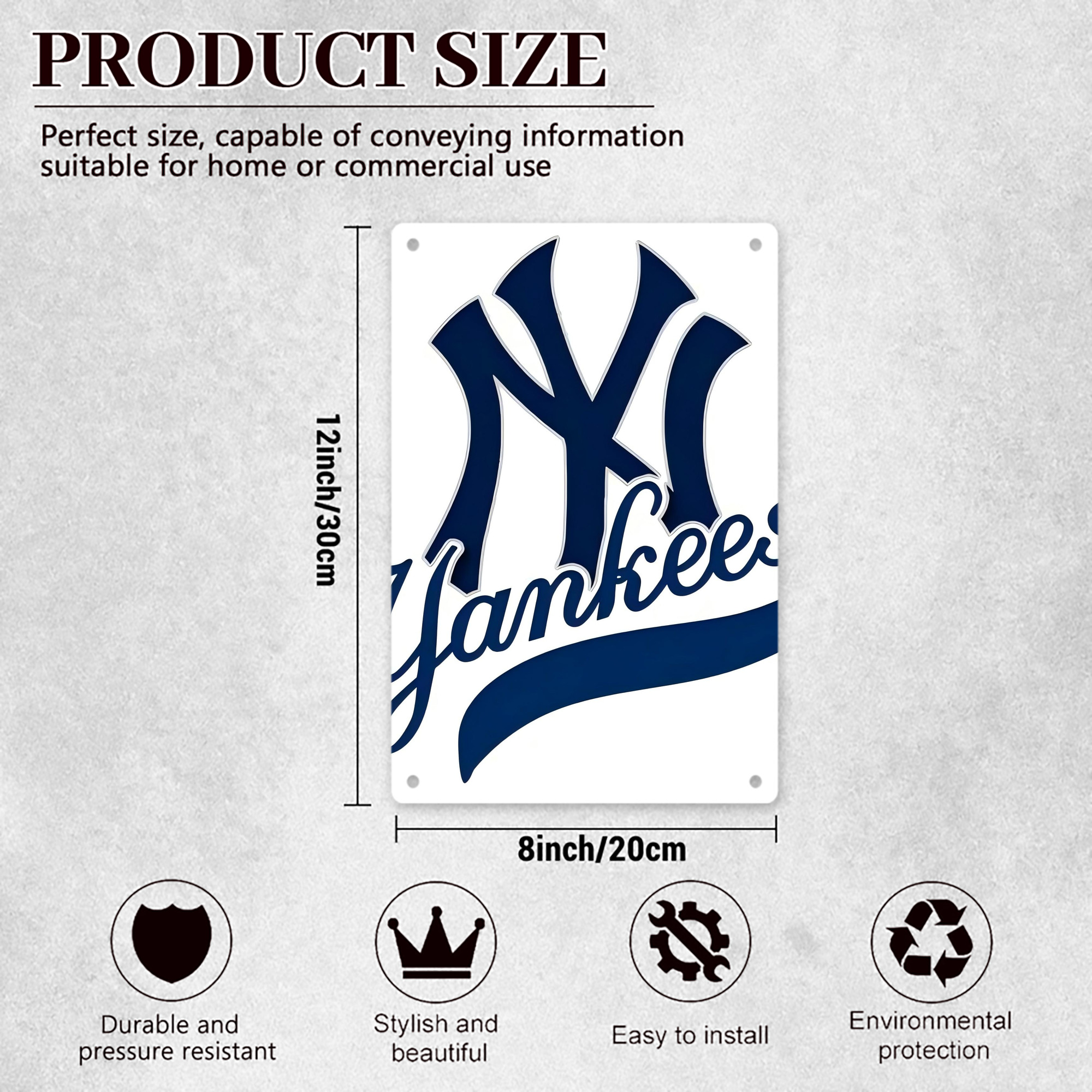 New York Yankees 116 8x12inch Vertical Aluminum Sign - Durable Fade-Resistant Indoor/Outdoor Safety & Information Plaque For Office, Hotel, Restaurant, Bar, Public Spaces