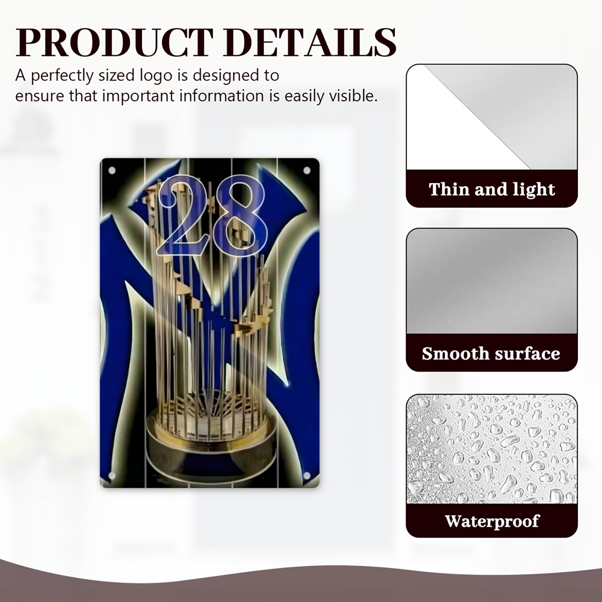 New York Yankees 172 8x12inch Vertical Aluminum Sign - Durable Fade-Resistant Indoor/Outdoor Safety & Information Plaque For Office, Hotel, Restaurant, Bar, Public Spaces