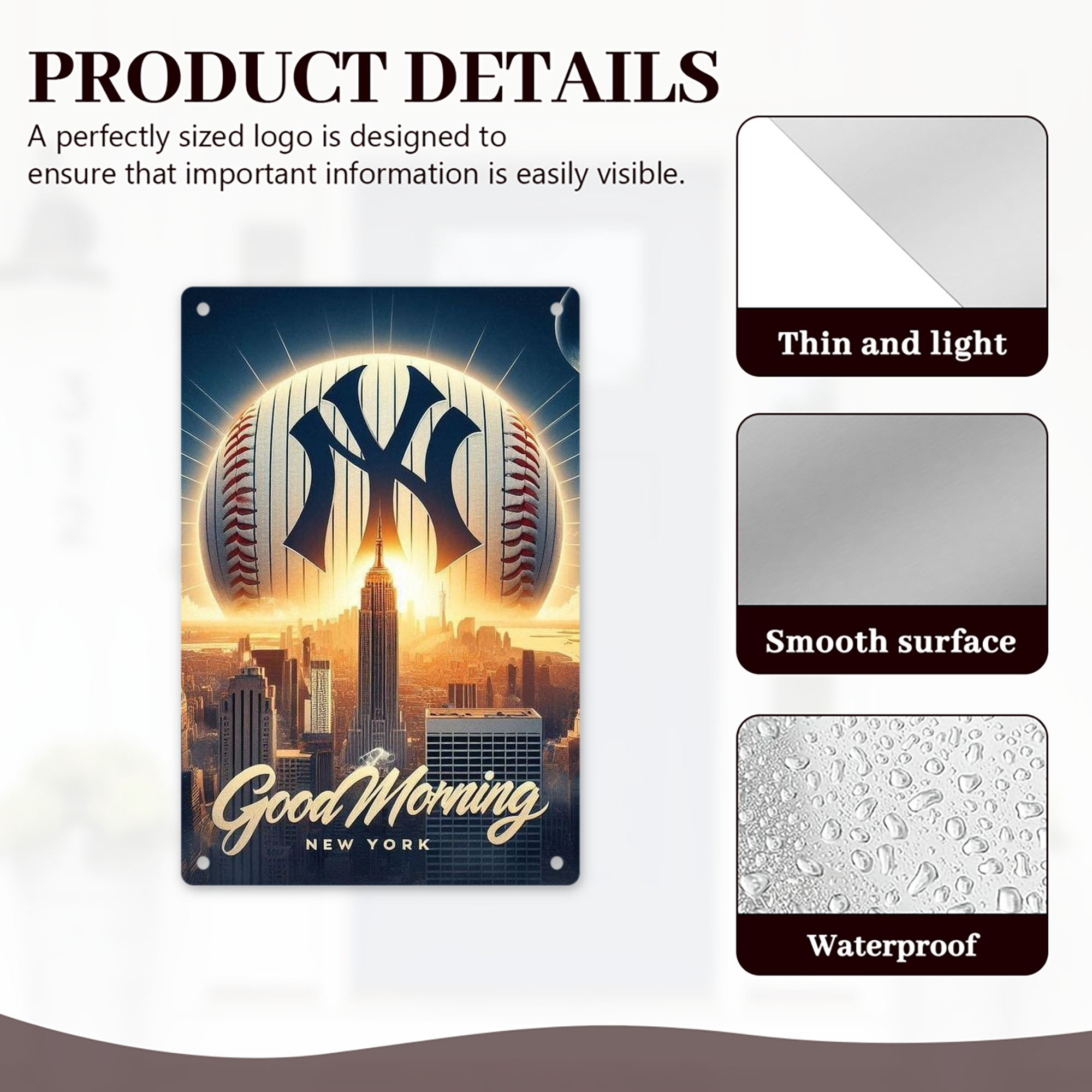 New York Yankees 111 8x12inch Vertical Aluminum Sign - Durable Fade-Resistant Indoor/Outdoor Safety & Information Plaque For Office, Hotel, Restaurant, Bar, Public Spaces